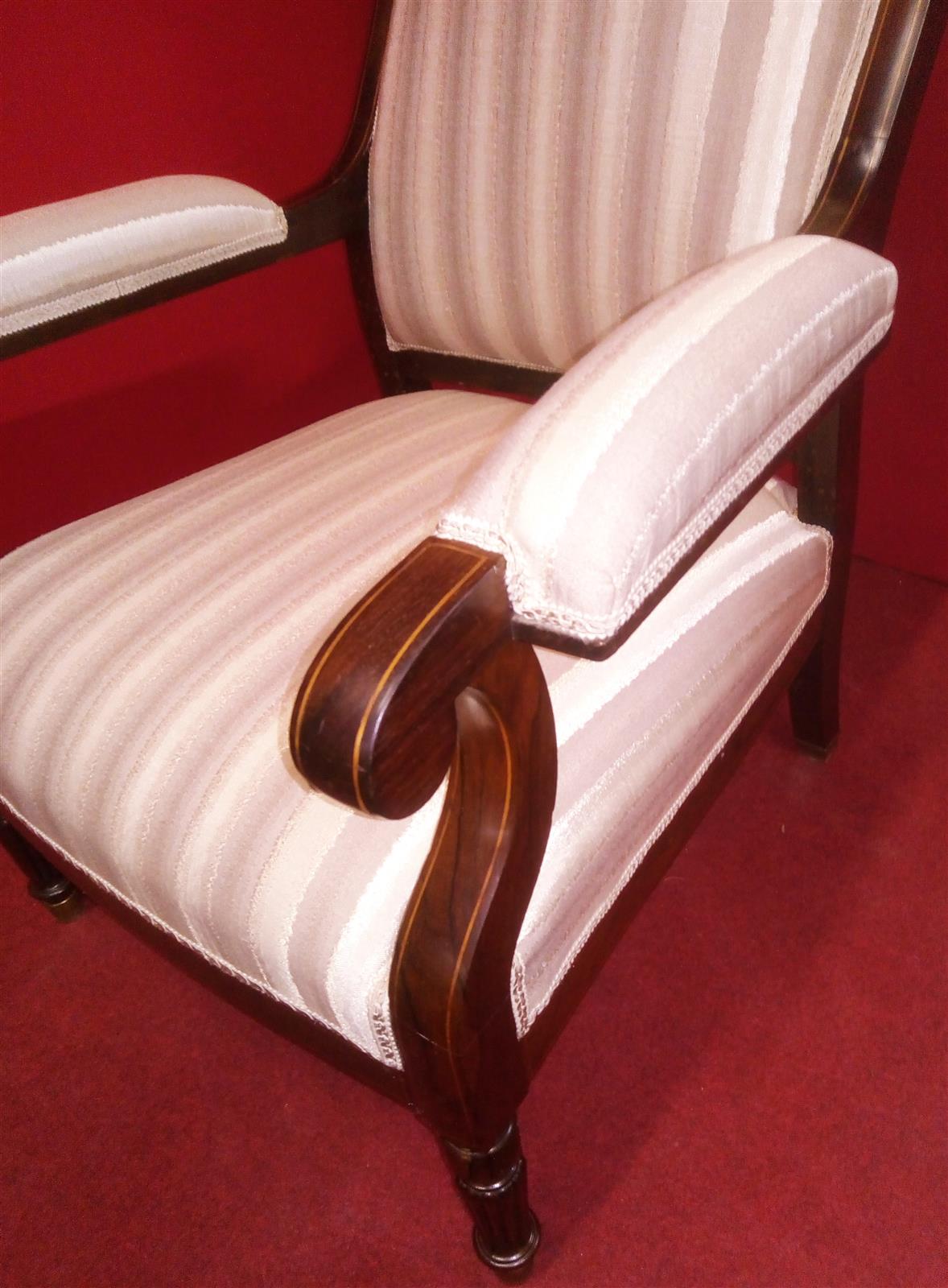 English armchair with striped fabric