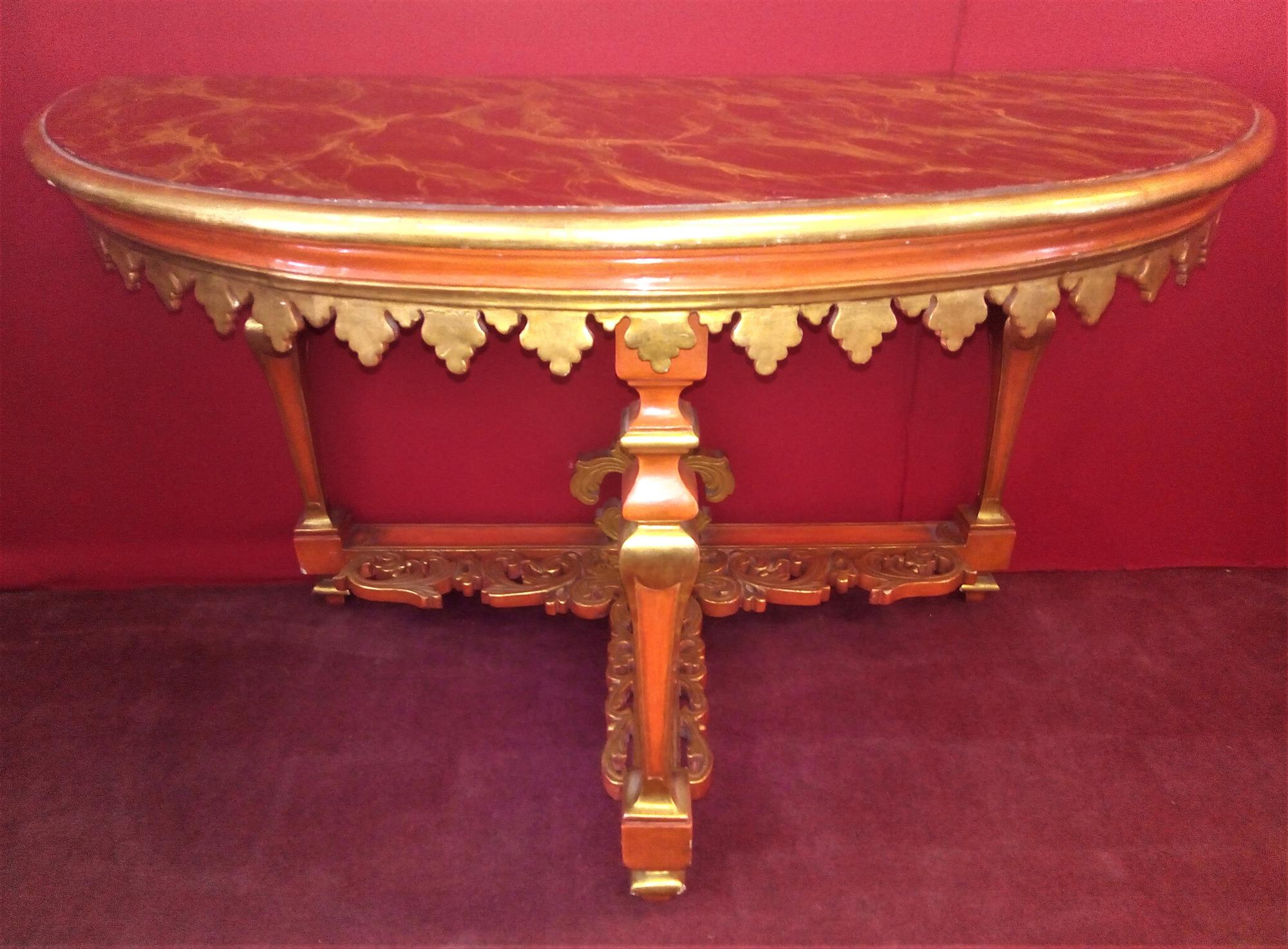 Pair of lacquered and gilded consoles