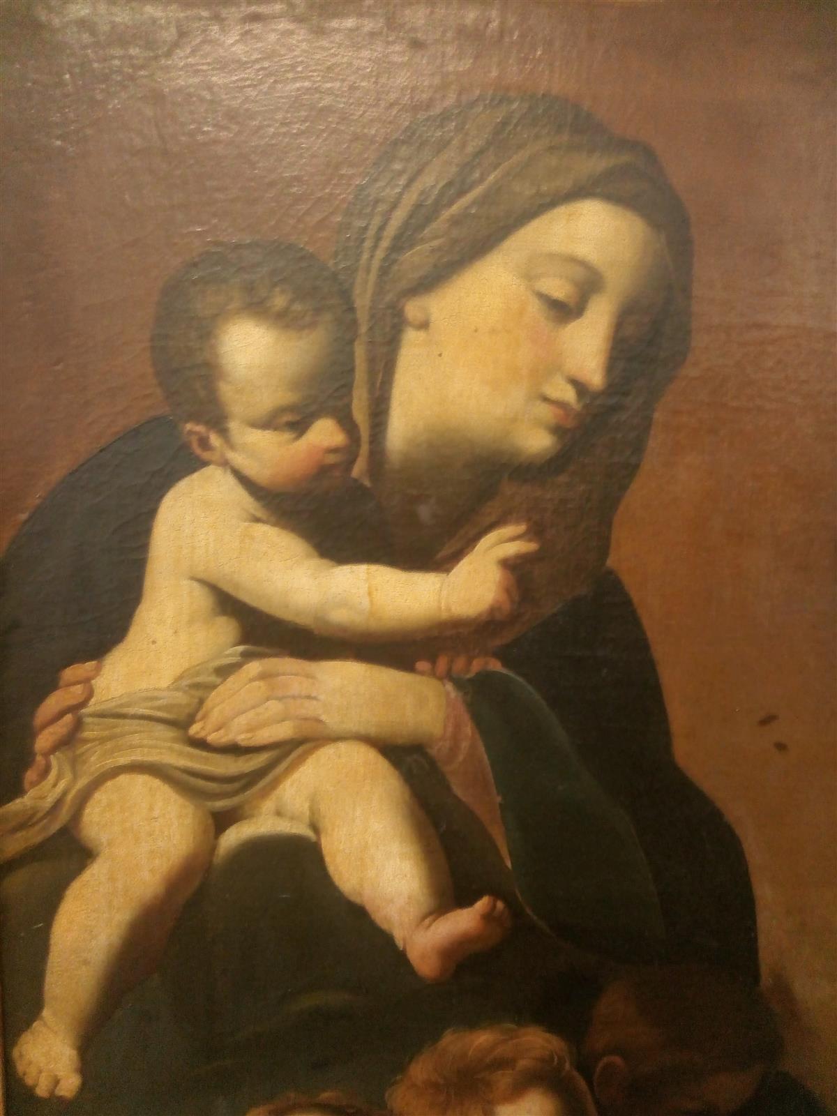 Painting of San Filippo Neri in adoration of the Virgin with Child