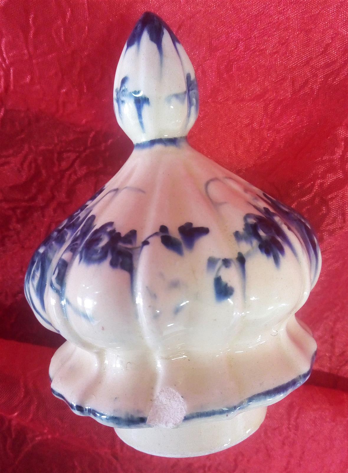 Vase with cap ceramic decorated in blue
