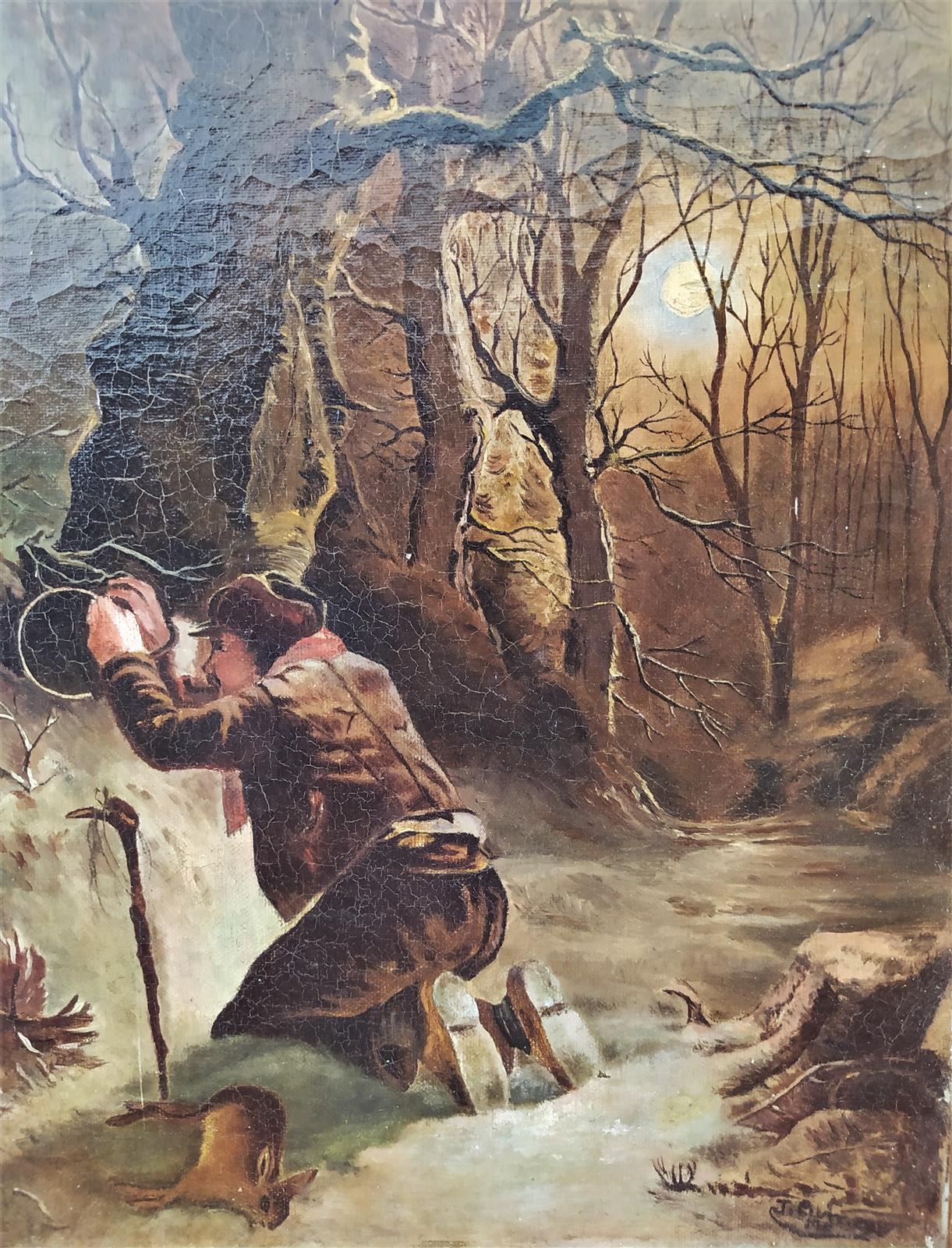 Pair of small hunting scene paintings