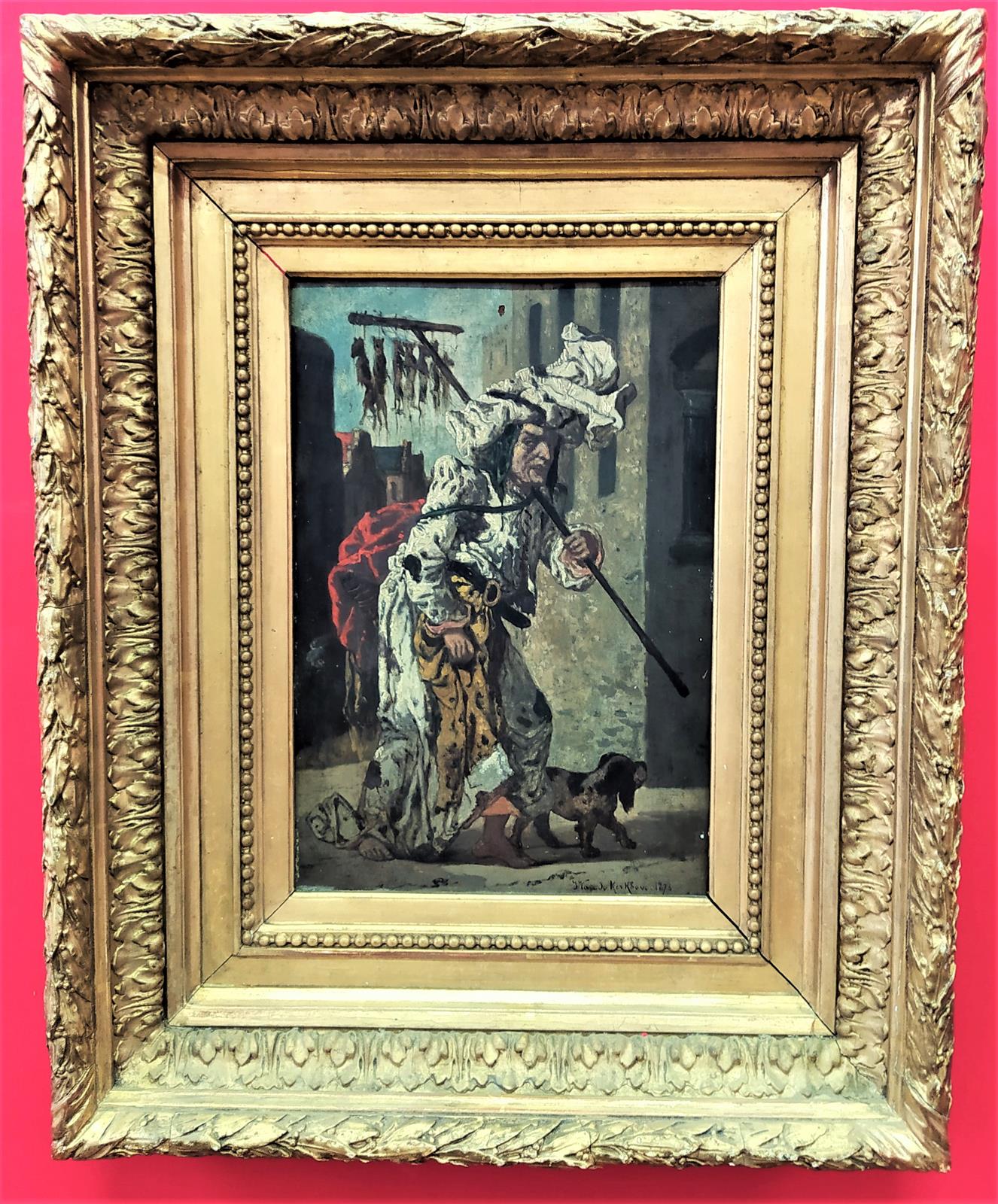 Cacciatore di ratti, dipinto su tavola Jan Van De Kerkove (1822-1881)