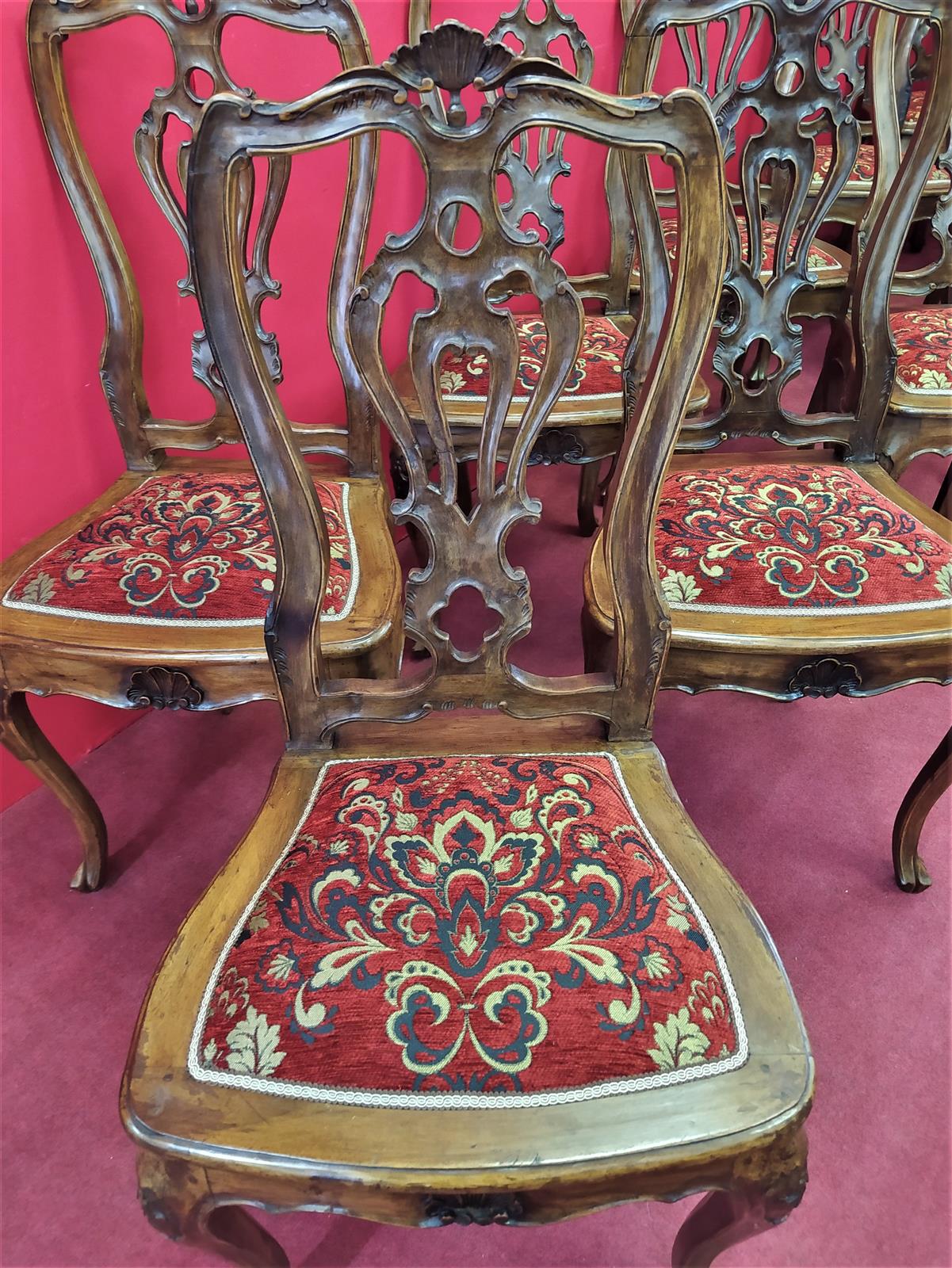 Group of 10 carved chairs
