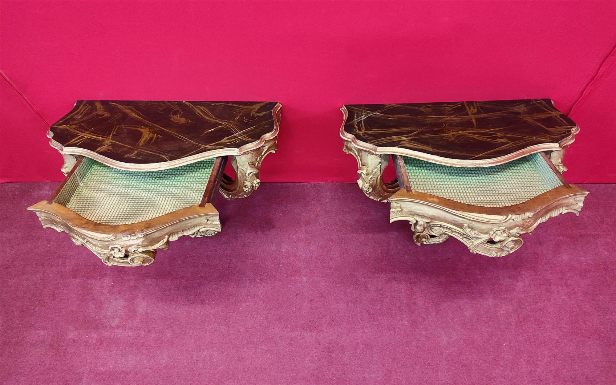 Pair of golden consoles bedside tables