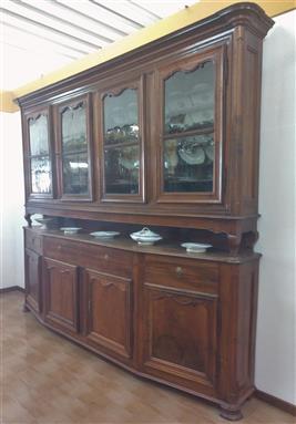 Slanted sideboard with glass door and plate rack