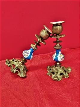 Pair of small bronze candlesticks