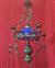 Bronze chandelier with cobalt blue cup