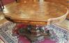 Italian coffee table Louis Philippe walnut root with drawer