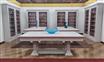 Group of bookcases with tables