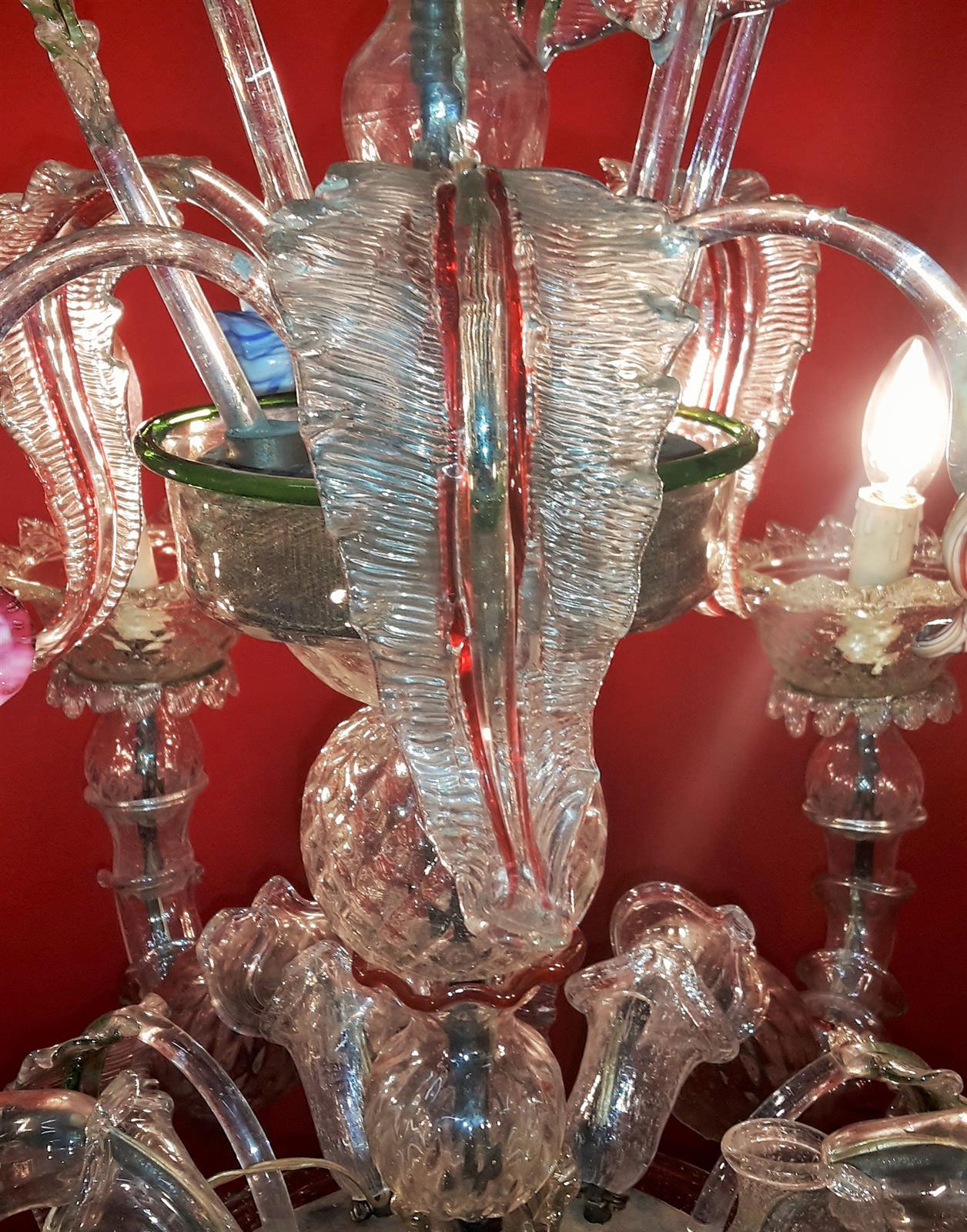 Lampadario in vetro soffiato di Murano