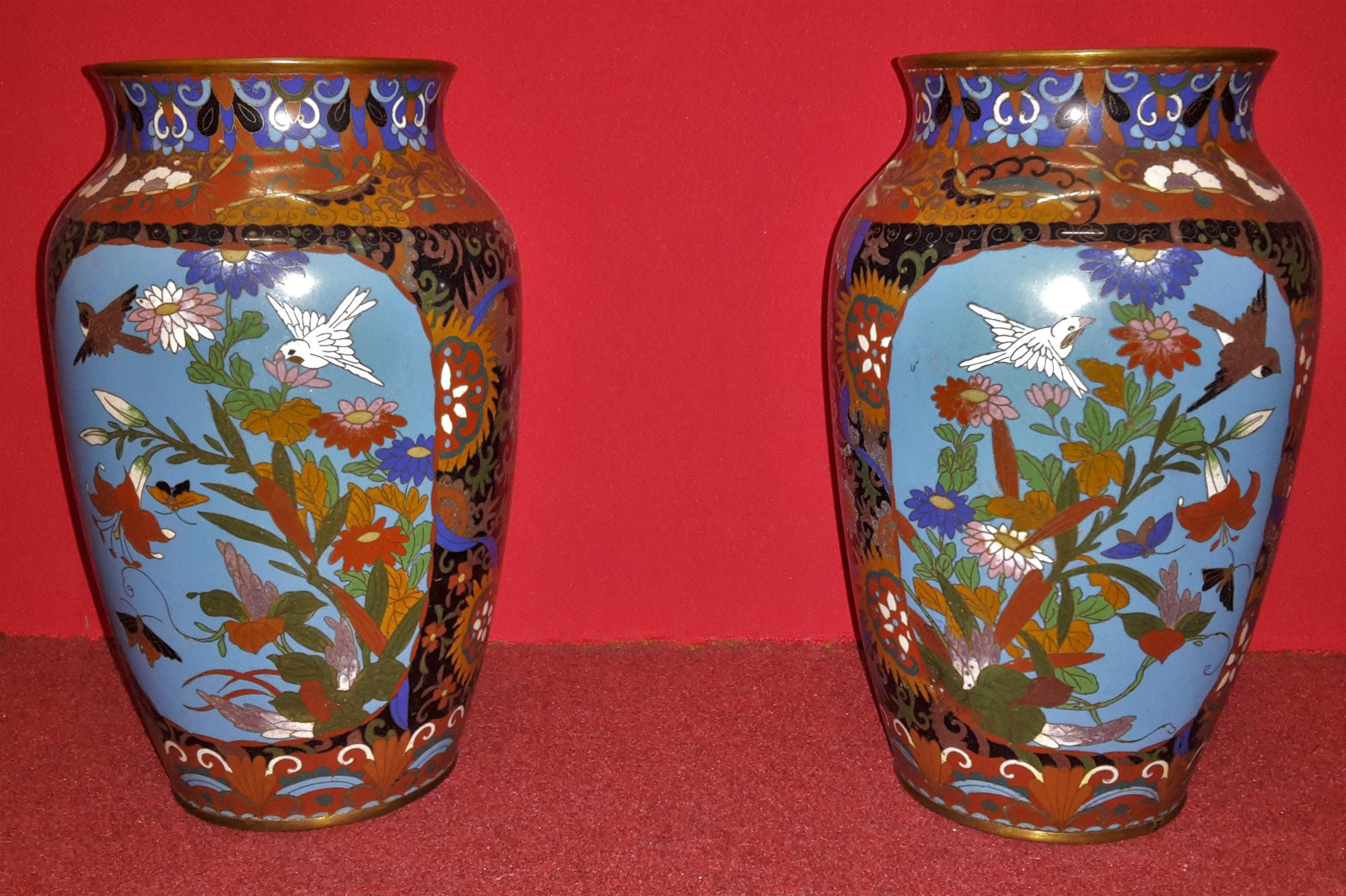 Pair of cloisonné vases