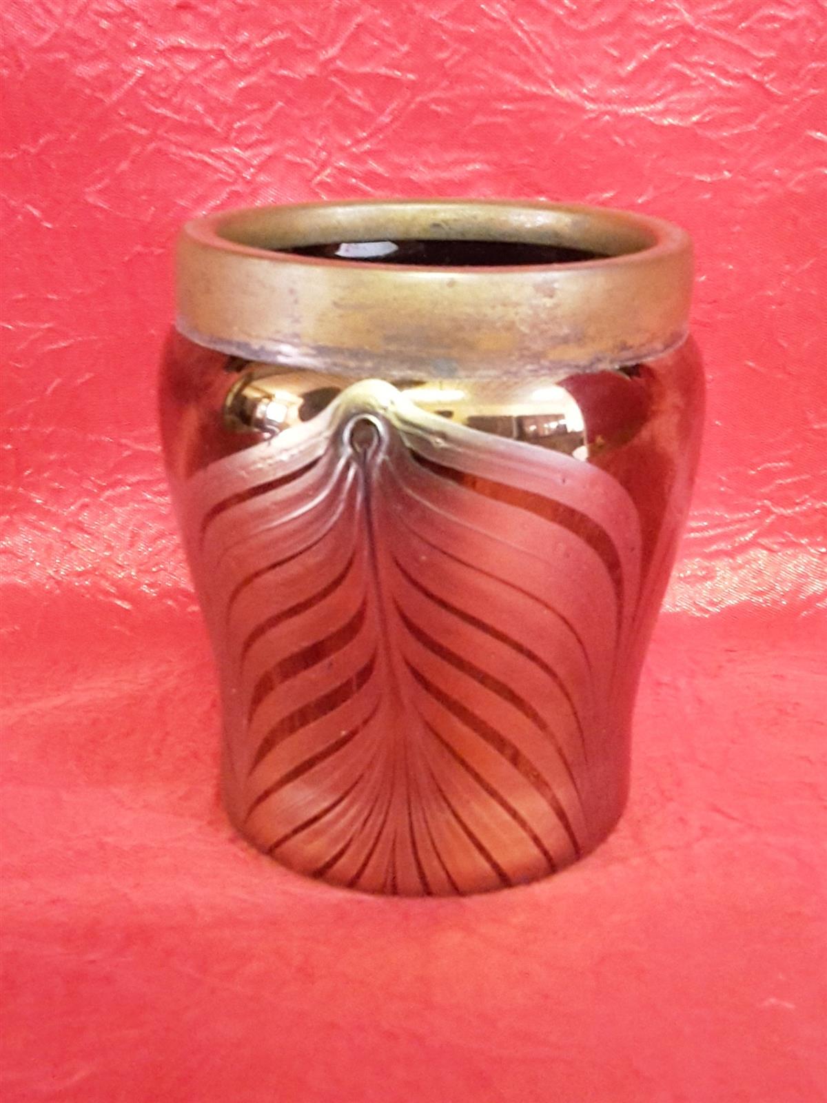 Small iridescent glass vase
