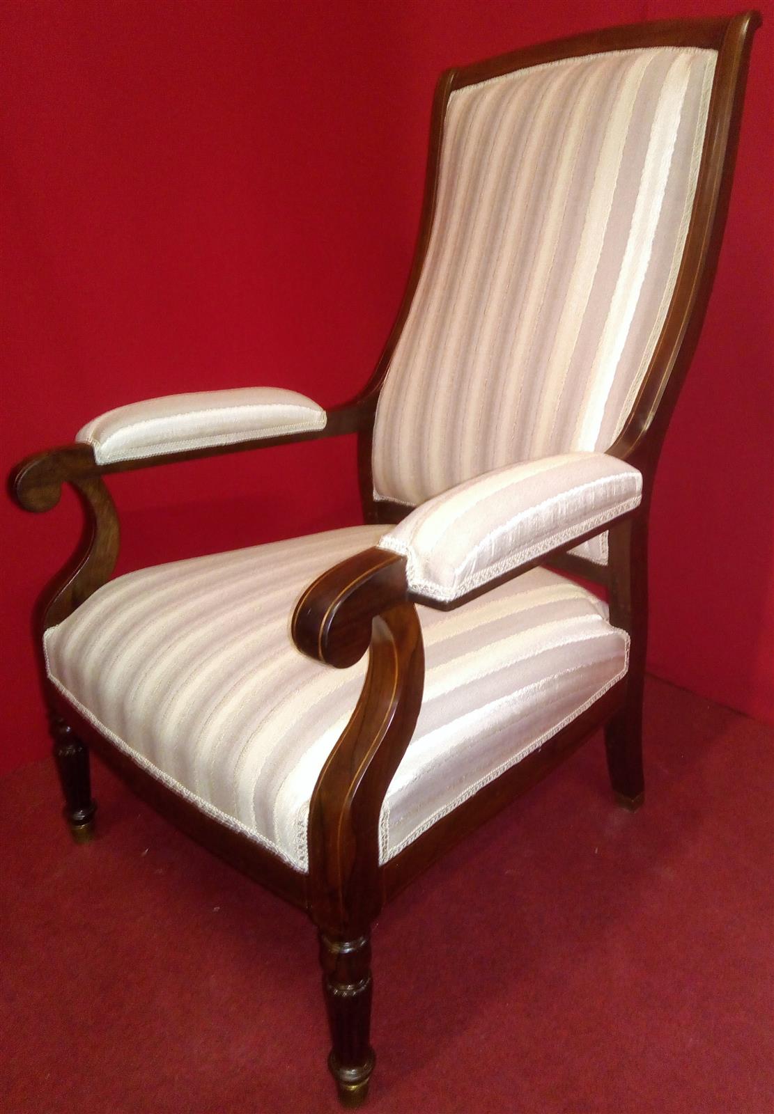 English armchair with striped fabric