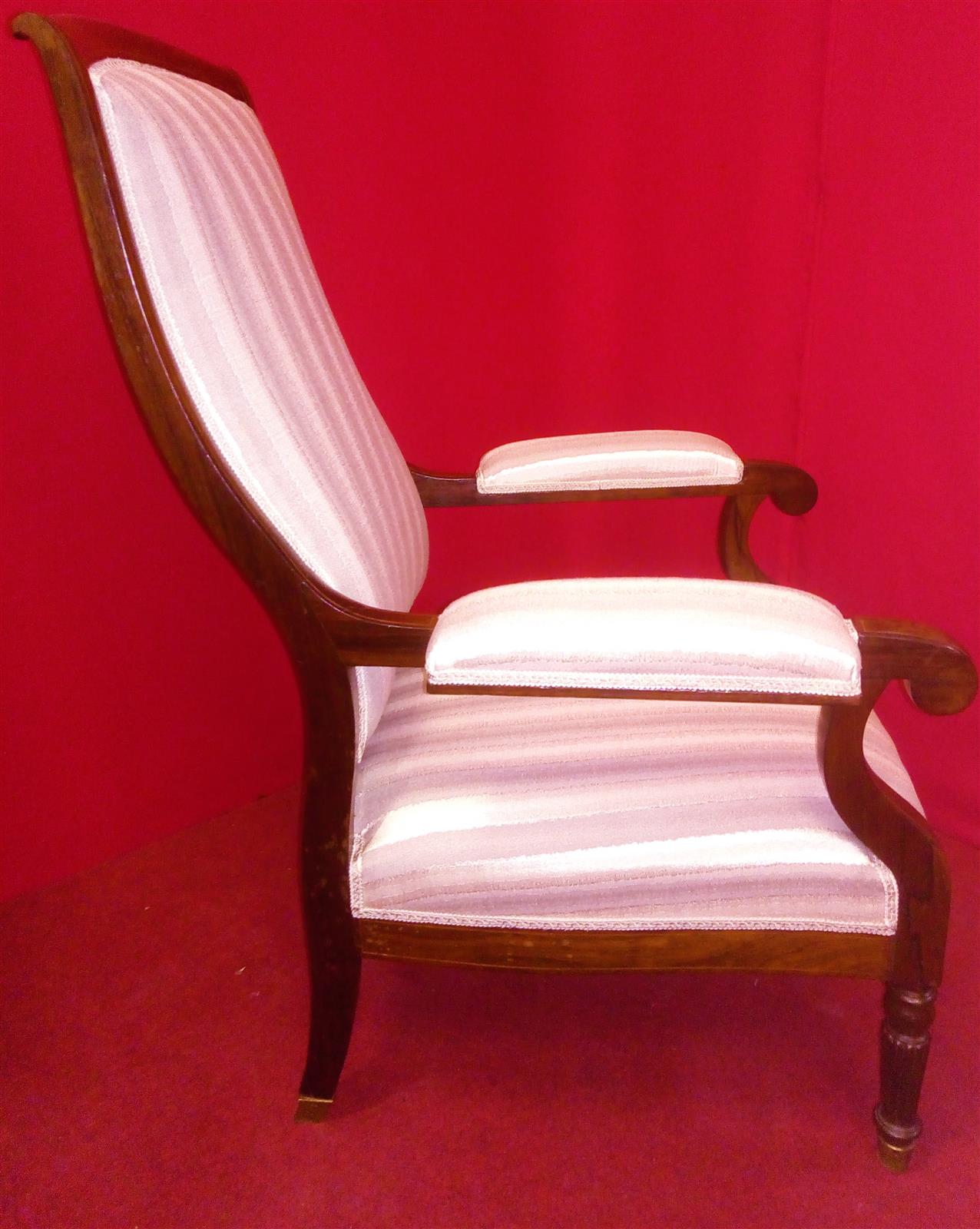 English armchair with striped fabric