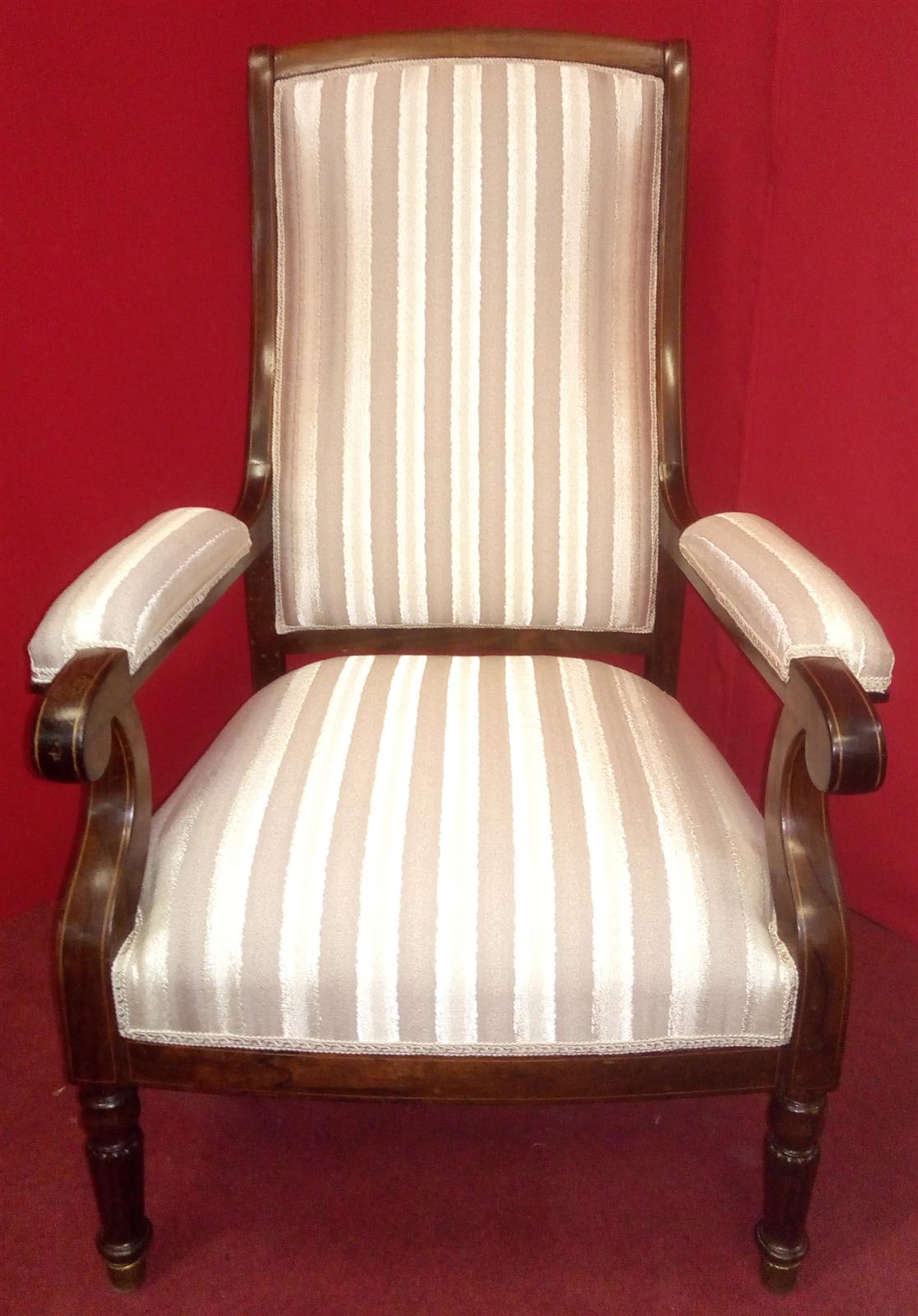 English armchair with striped fabric