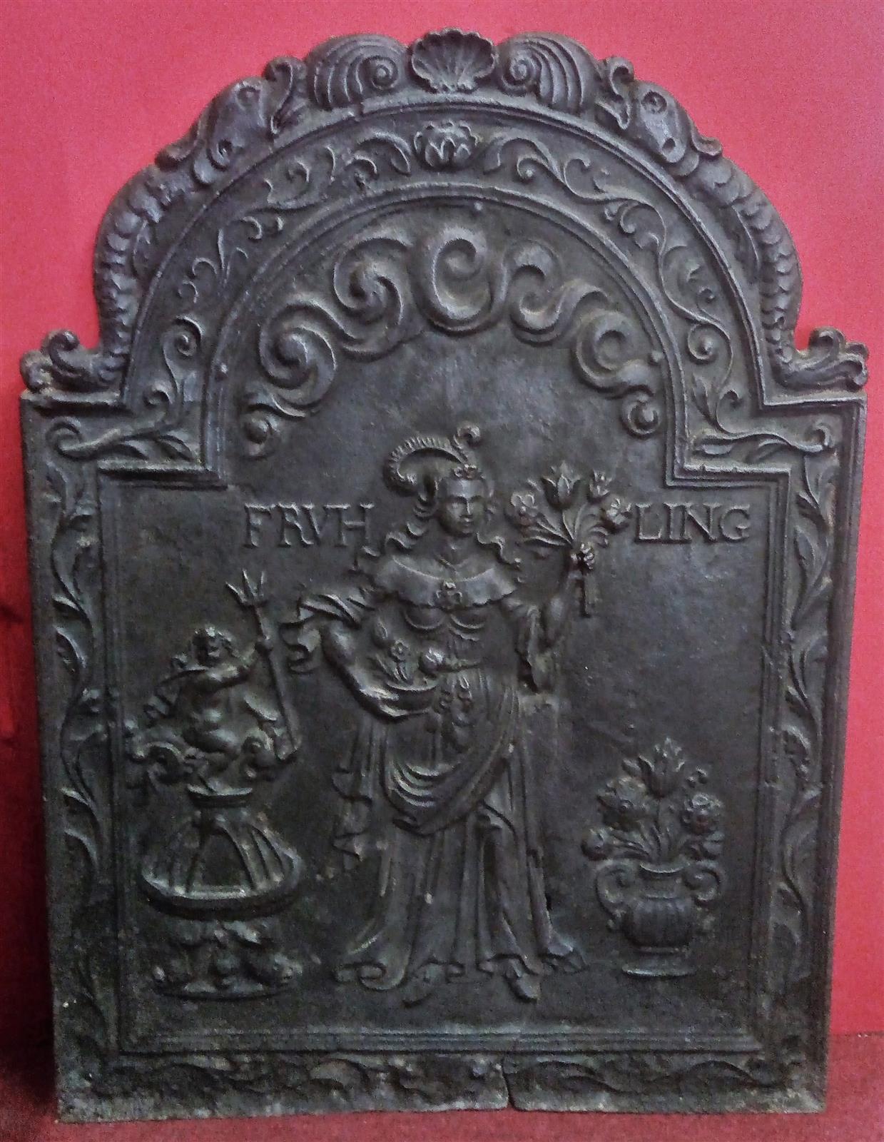 Louis XIII style cast iron fireplace plate