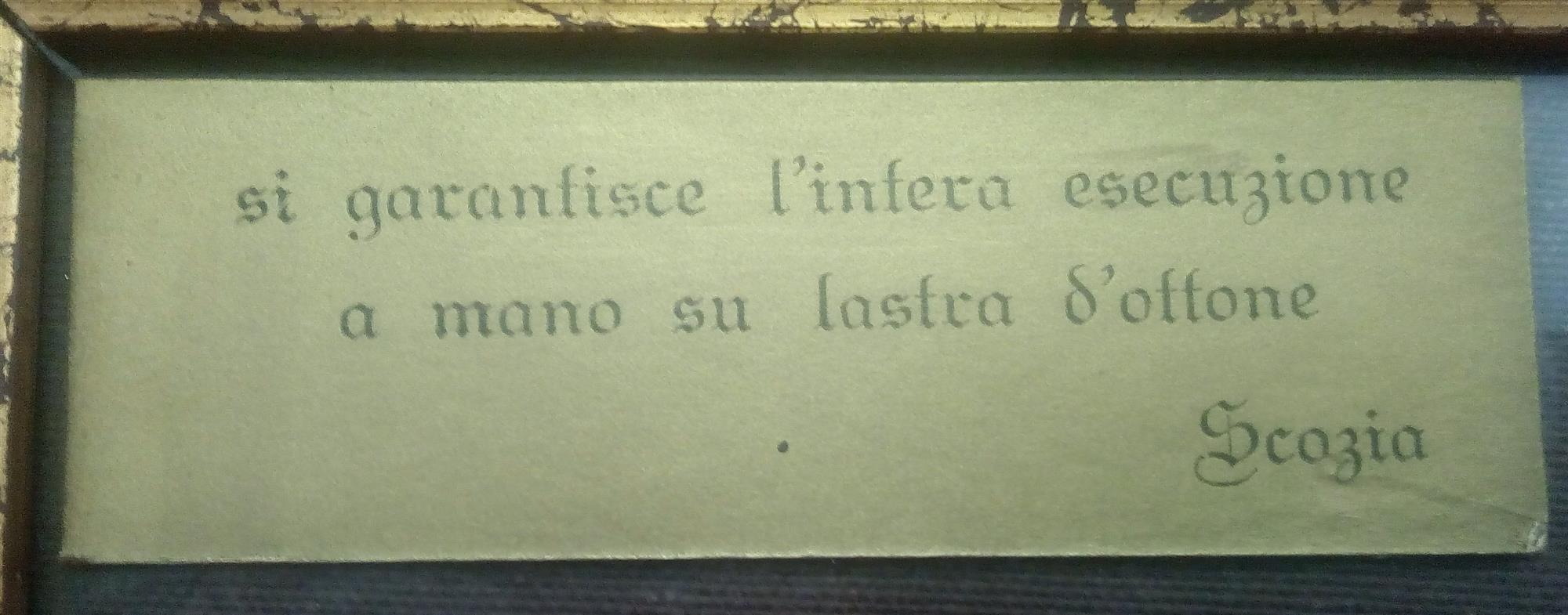 Dipinto su lastra di ottone lavorata a sbalzo