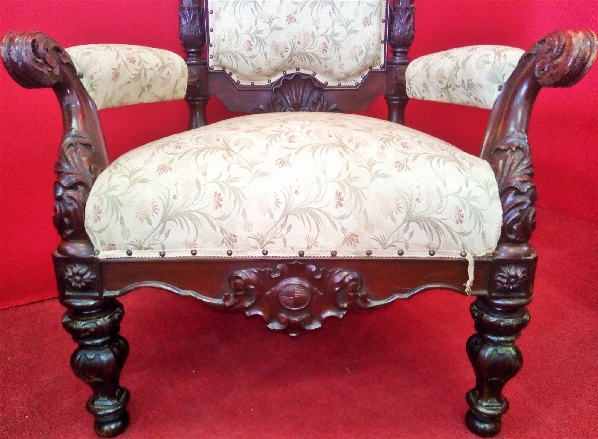 Pair of carved armchairs