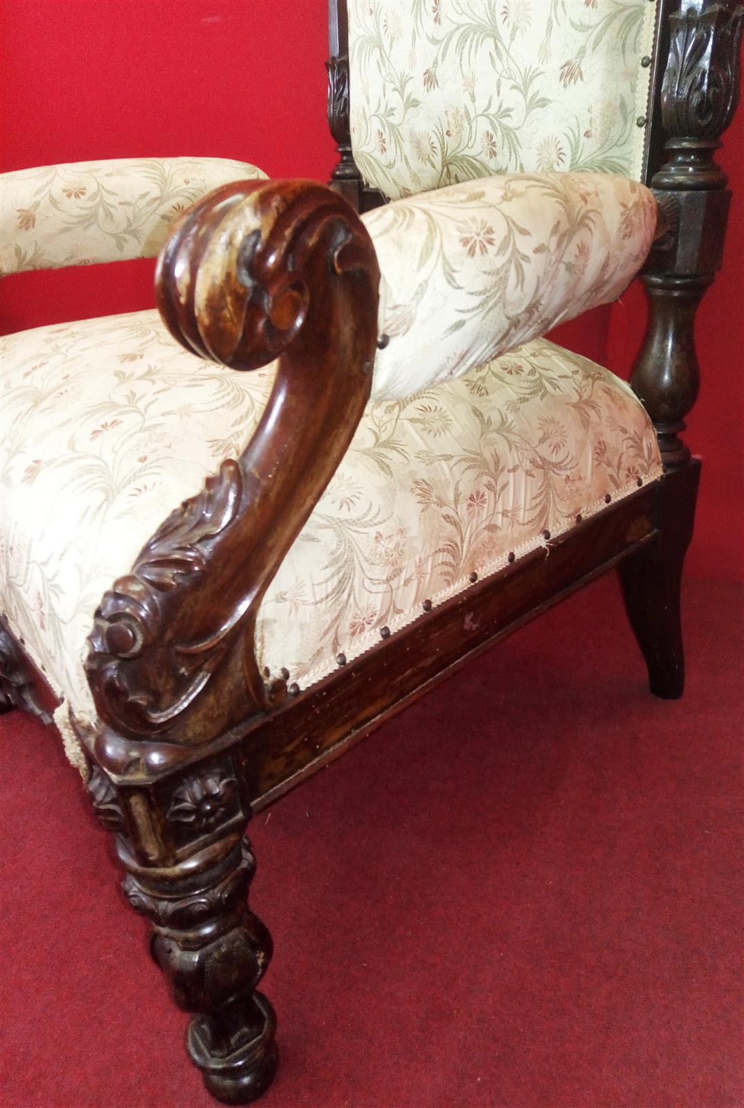 Pair of carved armchairs