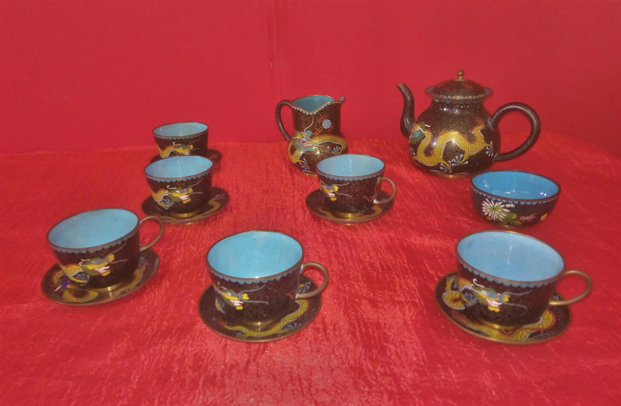 Cloisonné coffee set 16 pcs