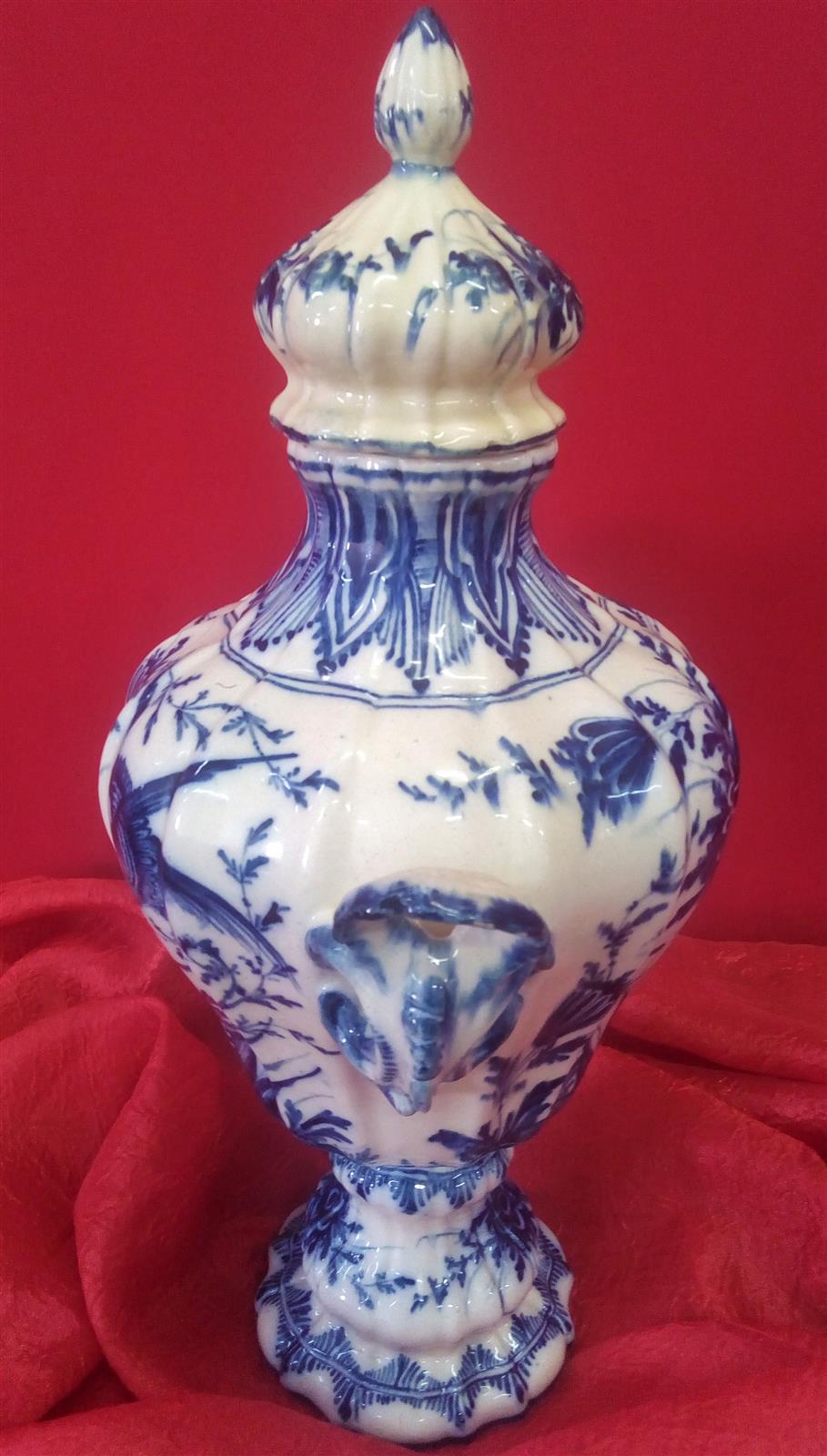 Vase with cap ceramic decorated in blue