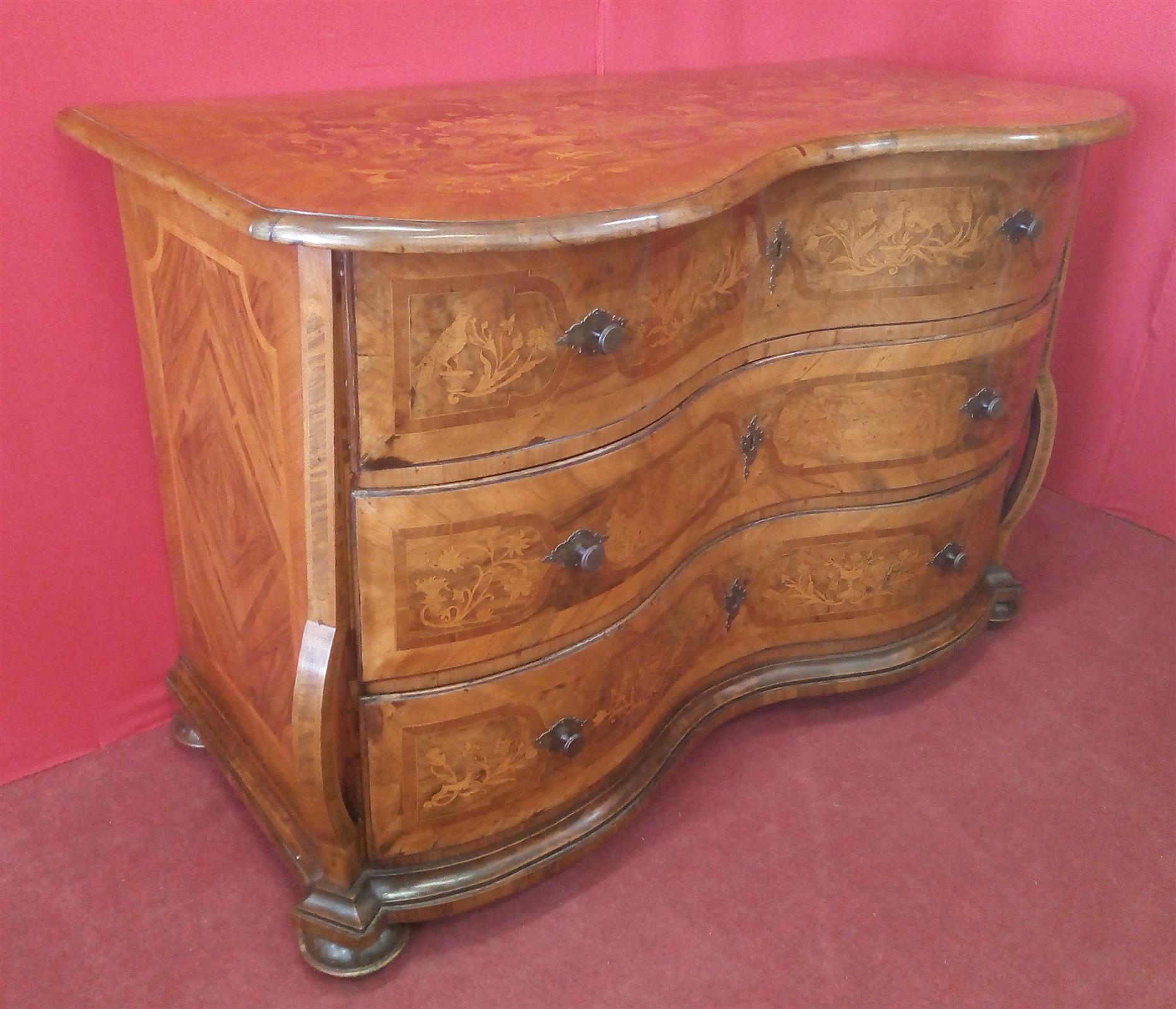 Swiss chest of drawers 18th century inlaid