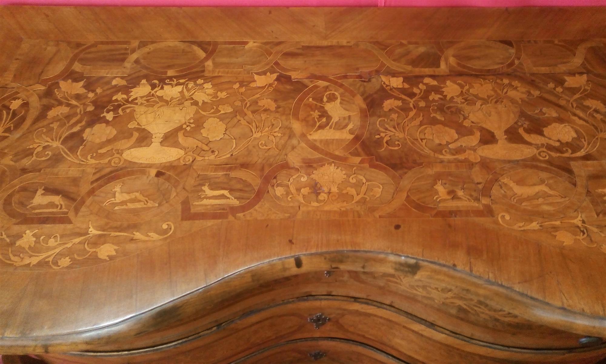 Swiss chest of drawers 18th century inlaid