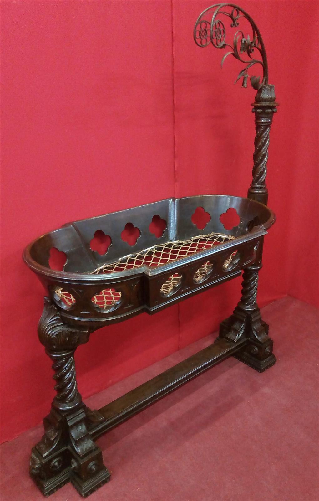 Carved baby cot