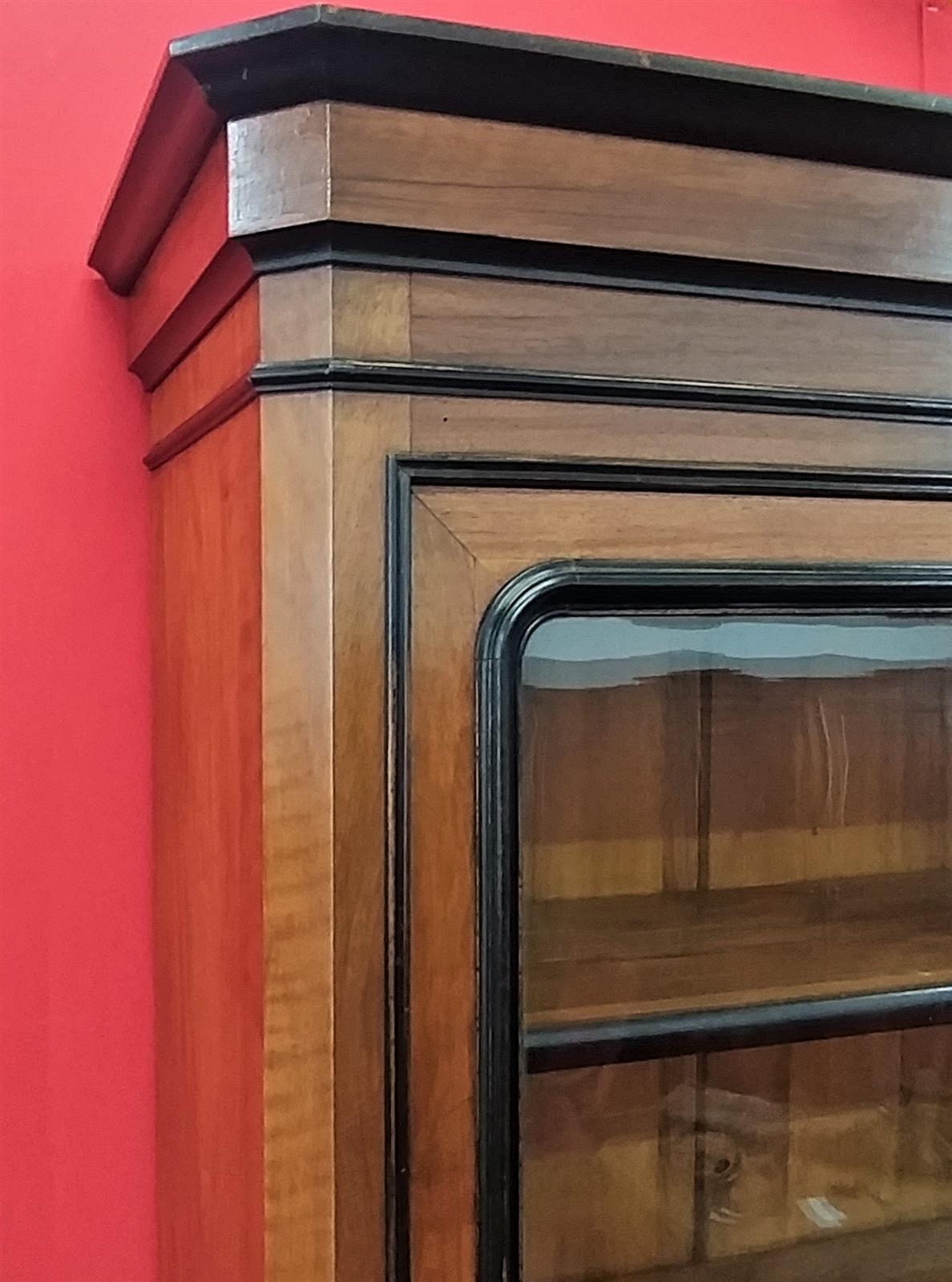 Walnut bookcase with black frames