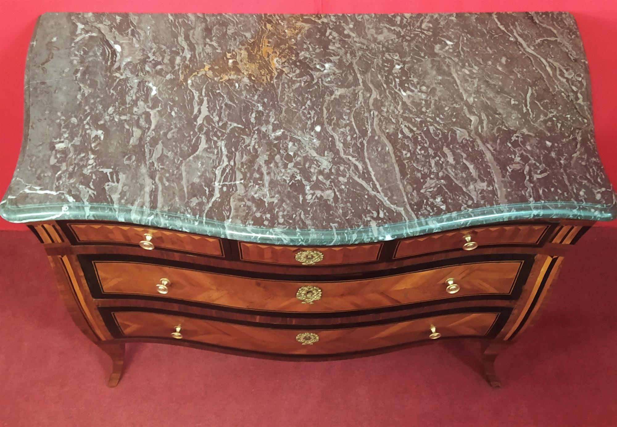 Chest of drawers with marble Walnut plated