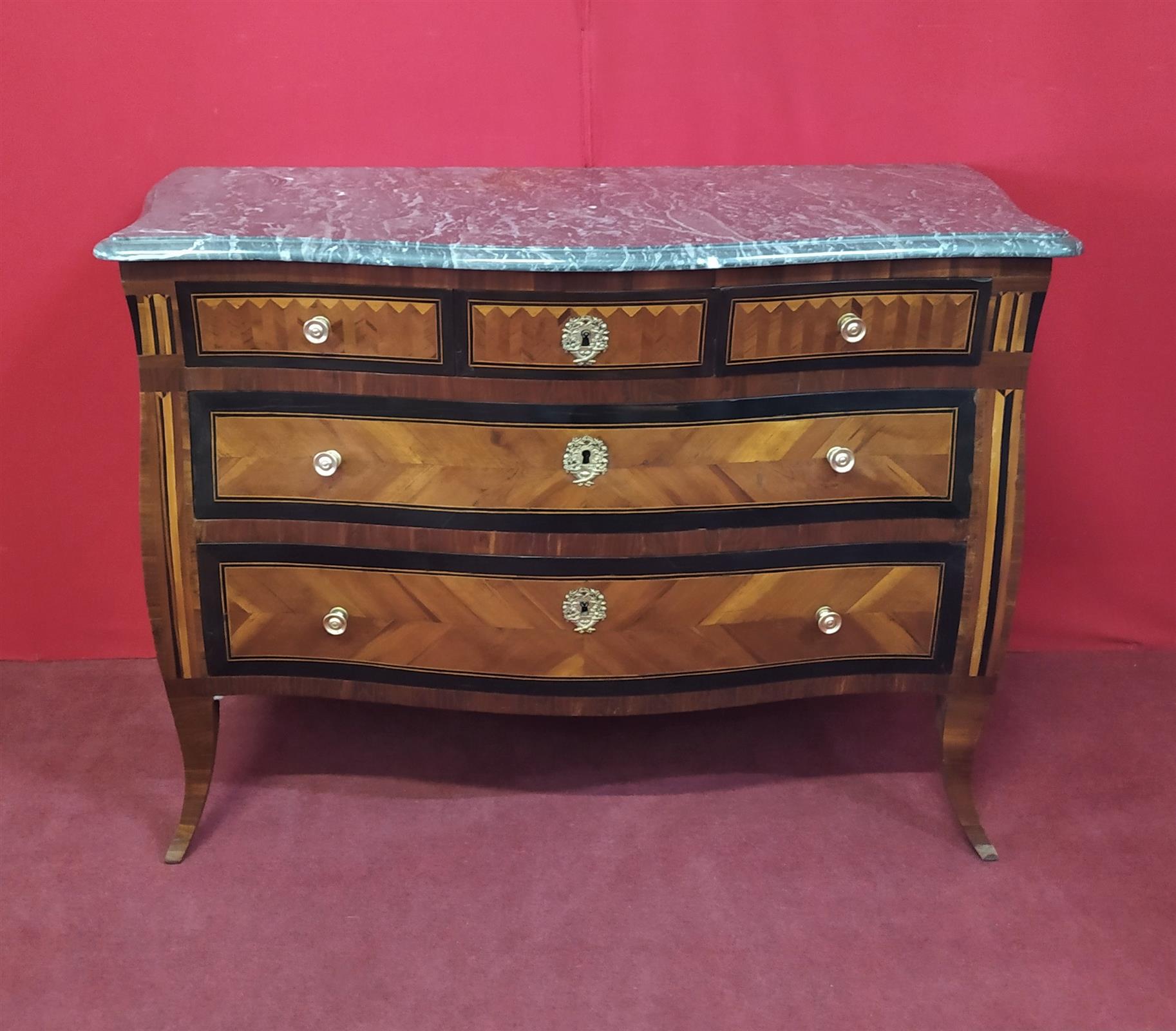 Chest of drawers with marble Walnut plated