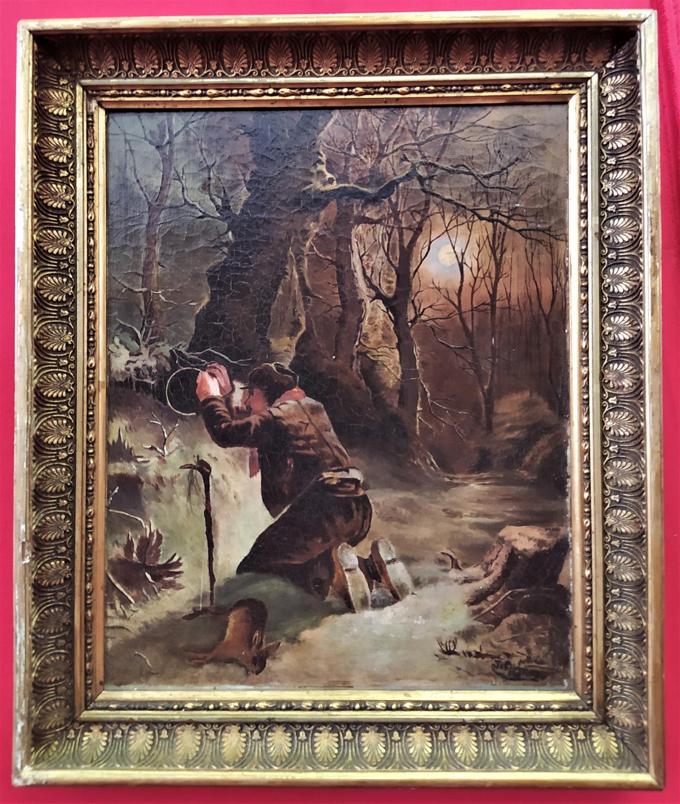 Pair of small hunting scene paintings