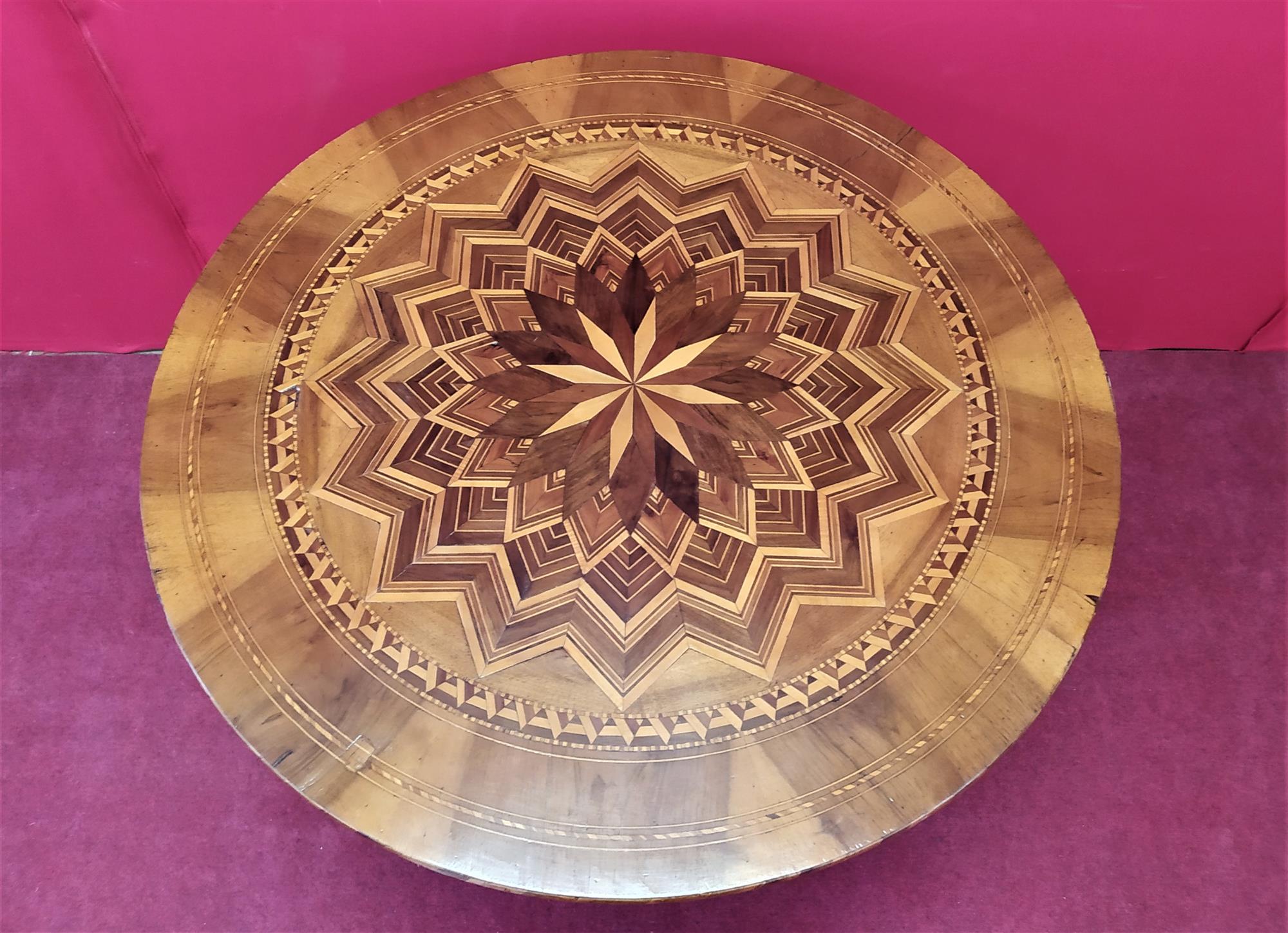 Small round inlaid coffee table