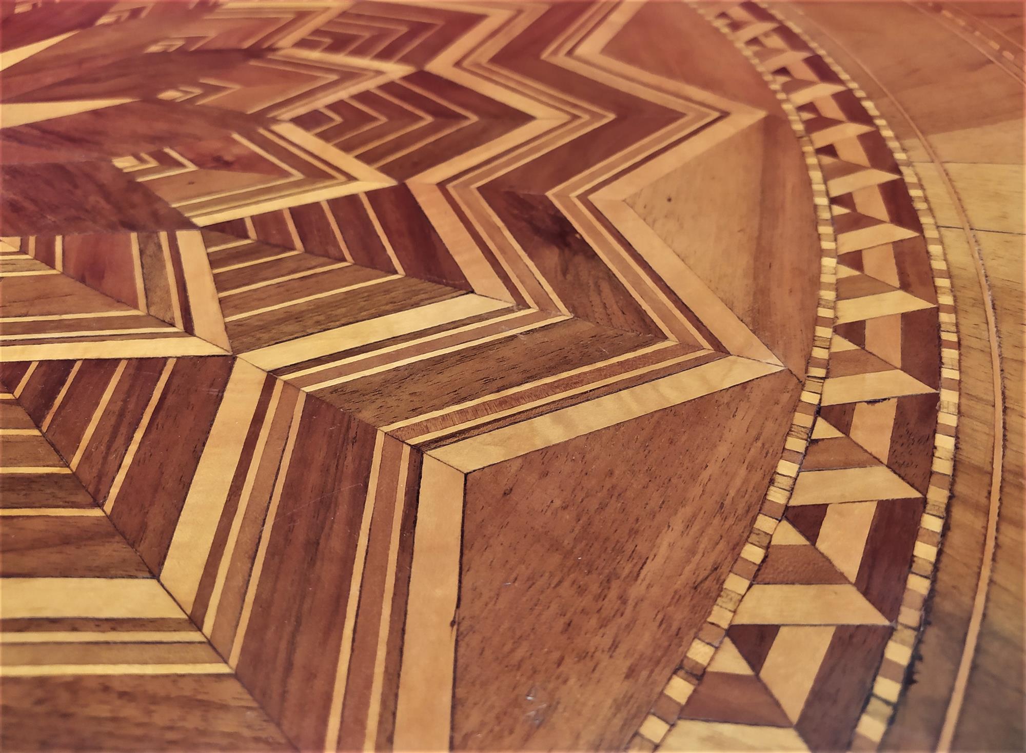 Small round inlaid coffee table