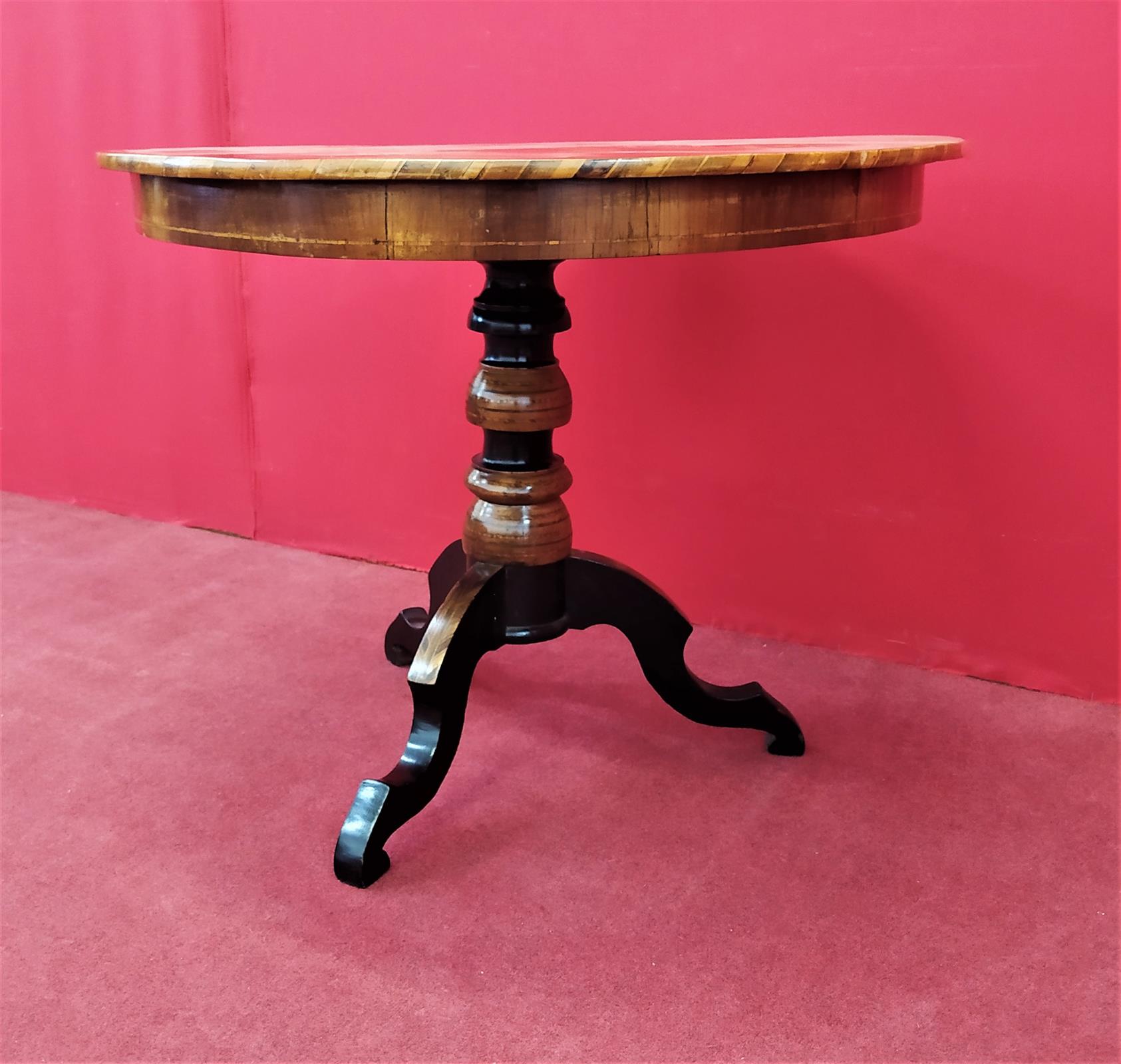 Small round inlaid coffee table