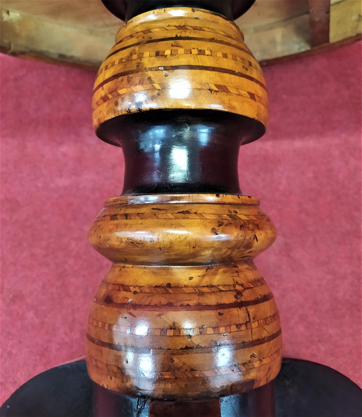 Small round inlaid coffee table