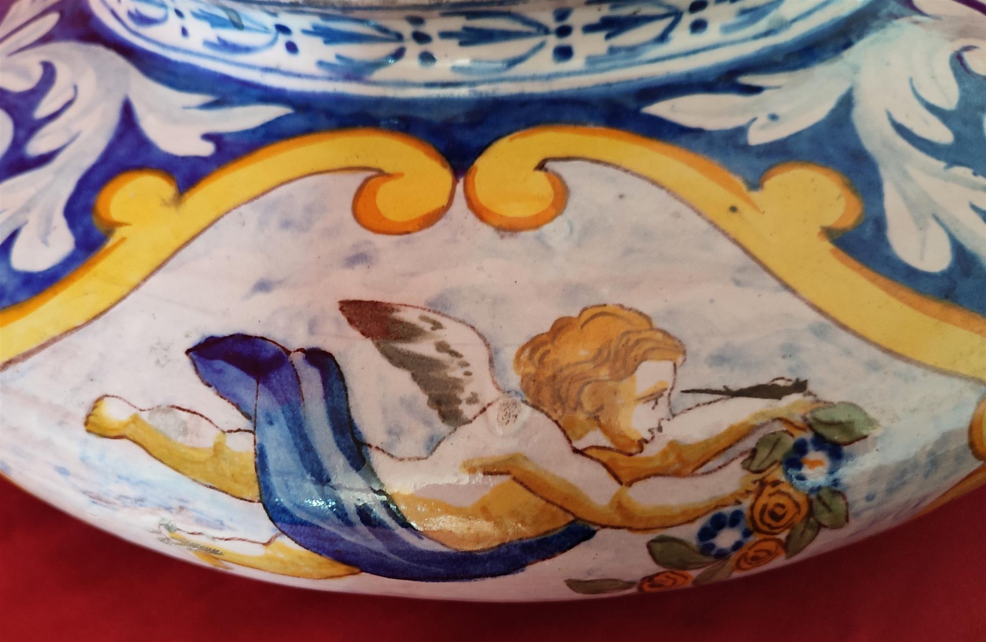 Hand-painted majolica cachepot