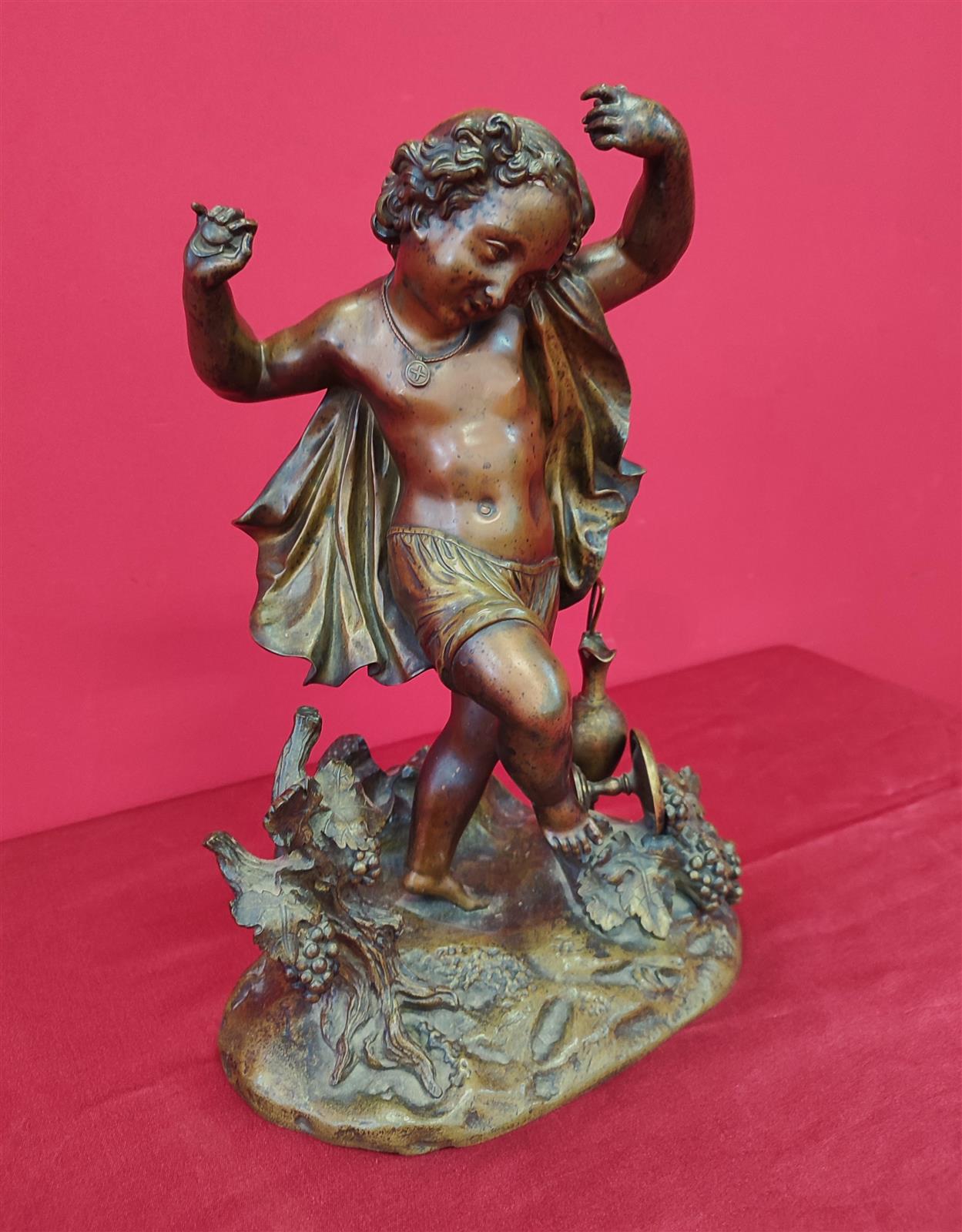 Bacchus dancing bronze figure