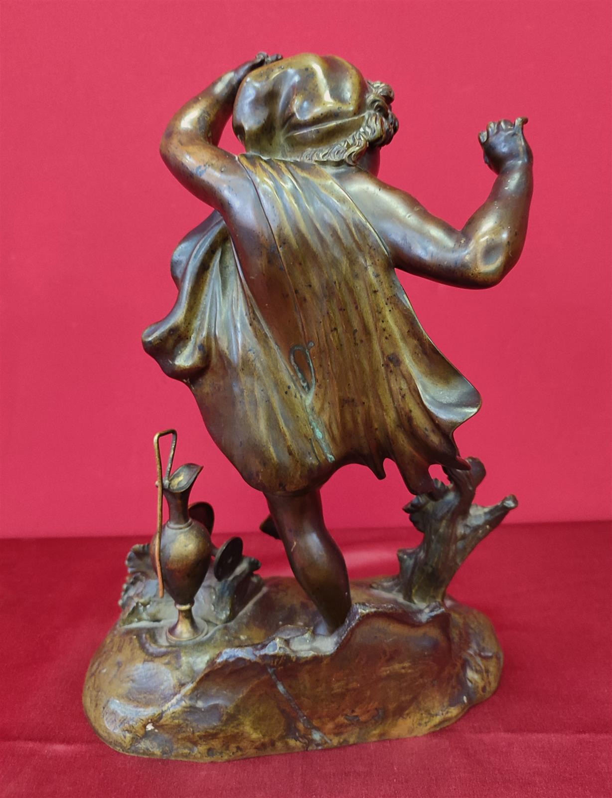 Bacchus dancing bronze figure