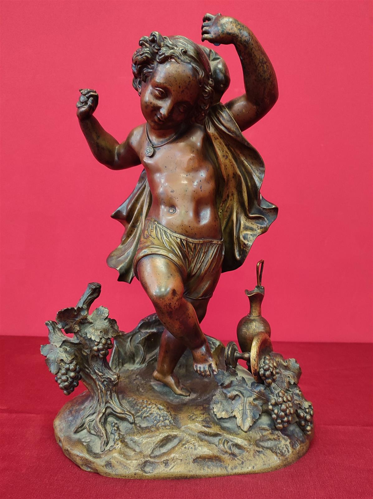 Bacchus dancing bronze figure