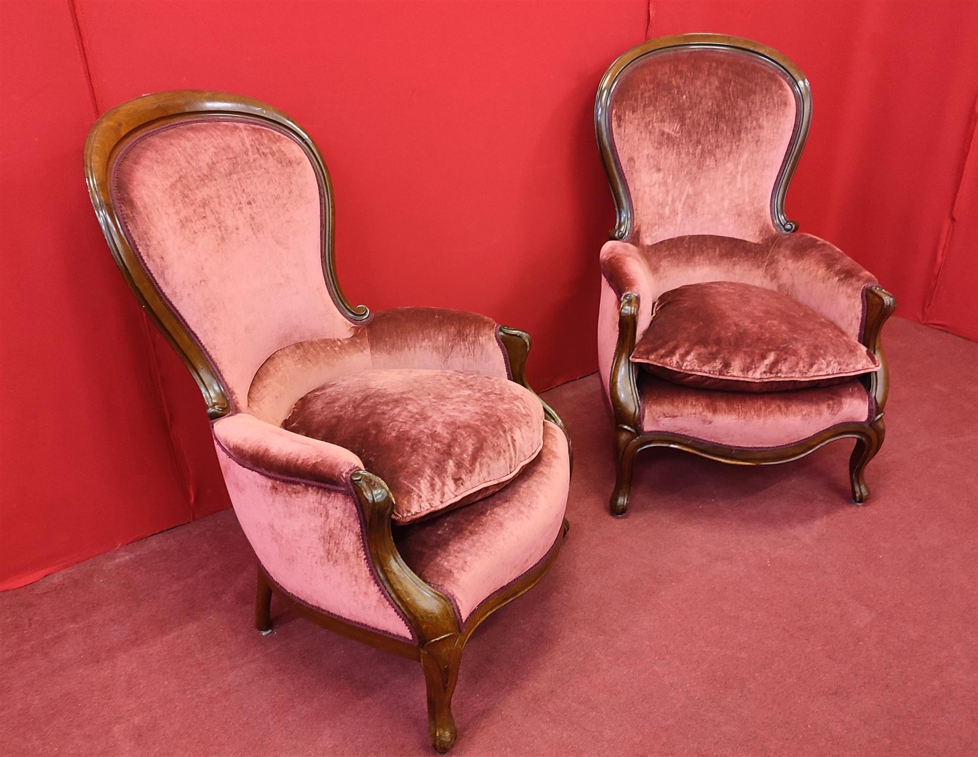 Pair of rosewood armchairs