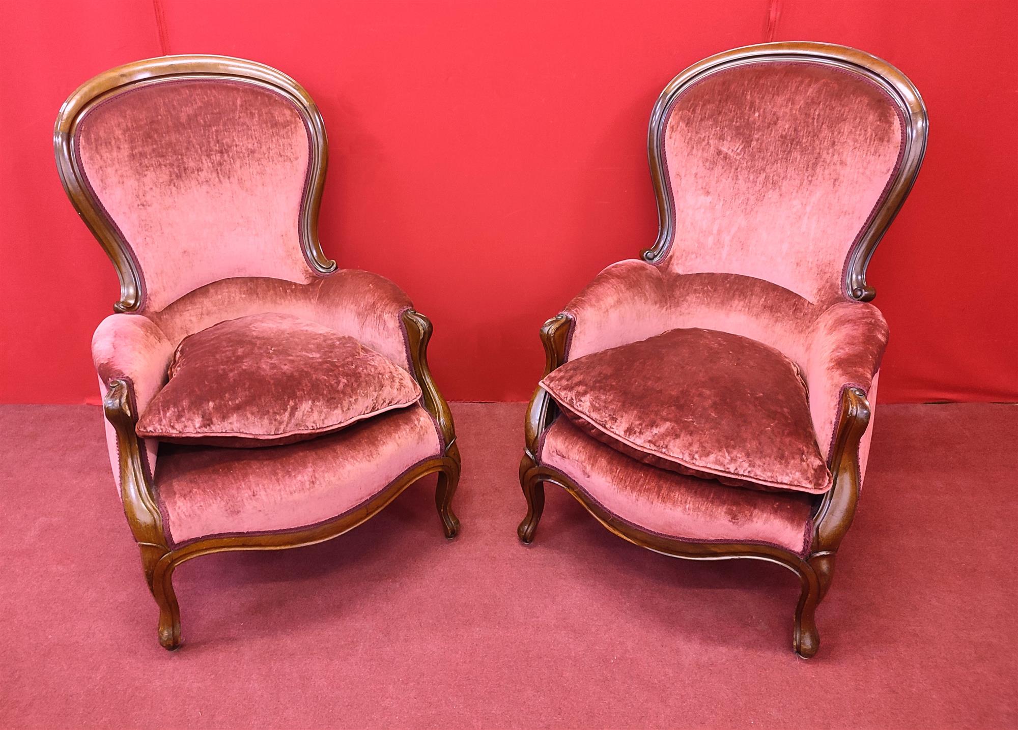 Pair of rosewood armchairs