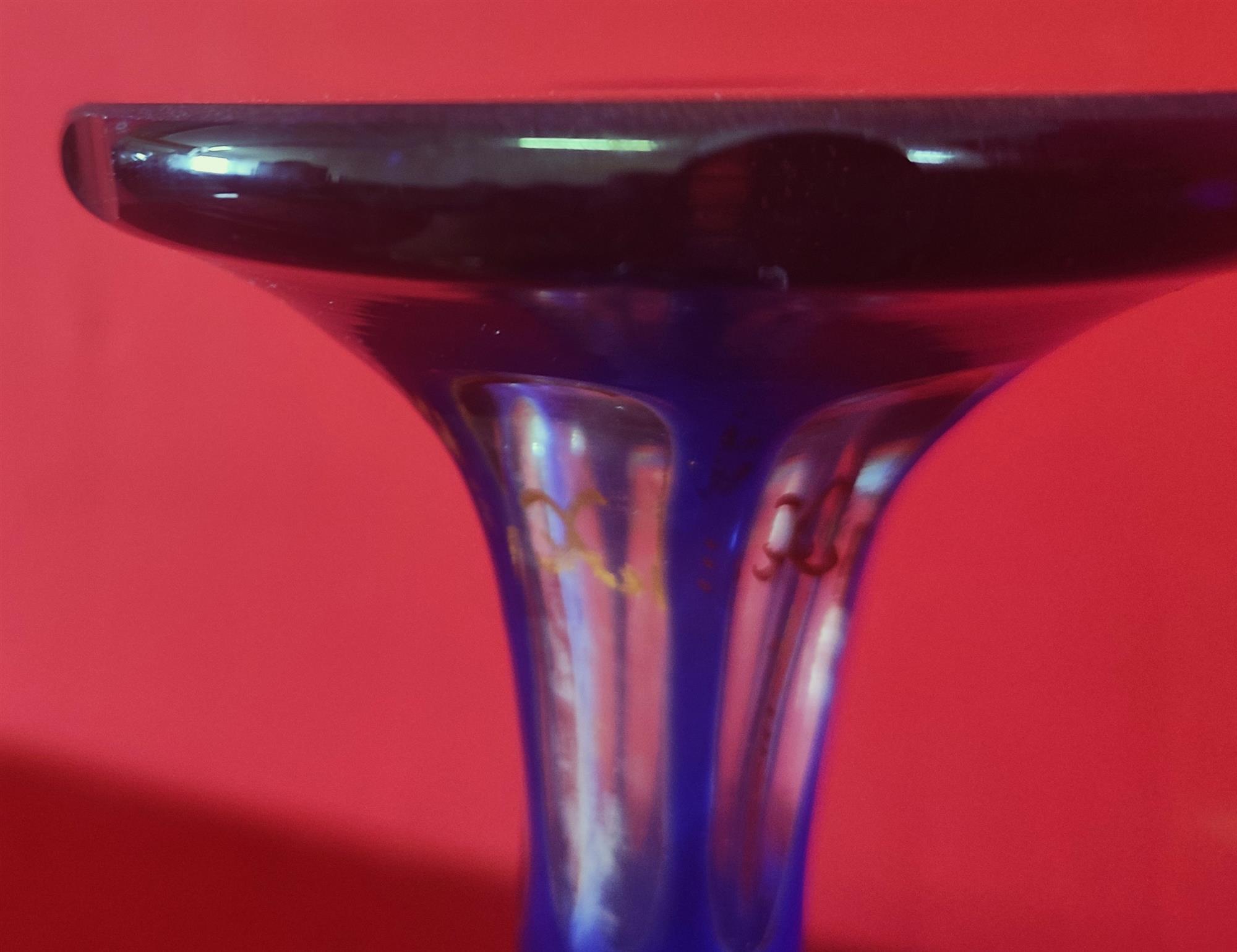 Ceremonial chalice in cut blue glass