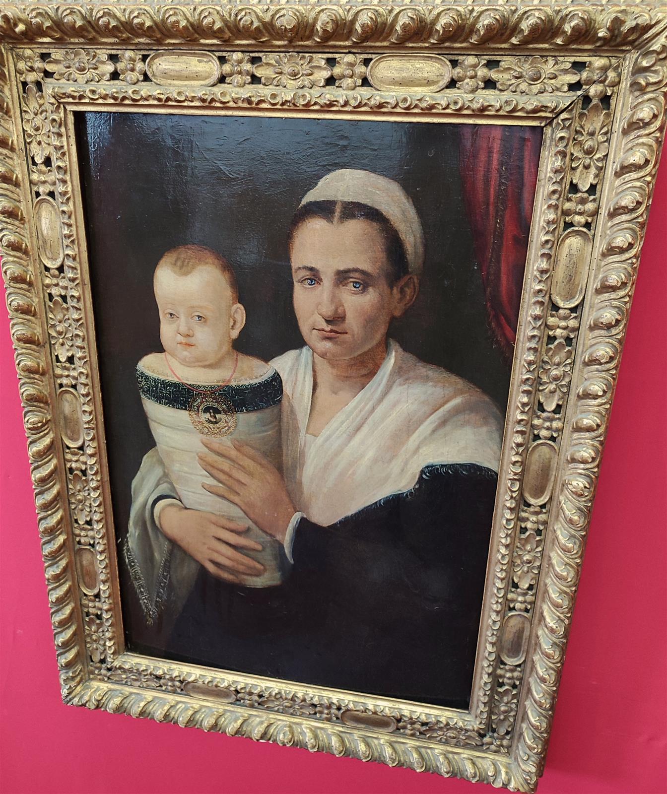 Portrait of a woman with child Bolognese school 16th/17th century