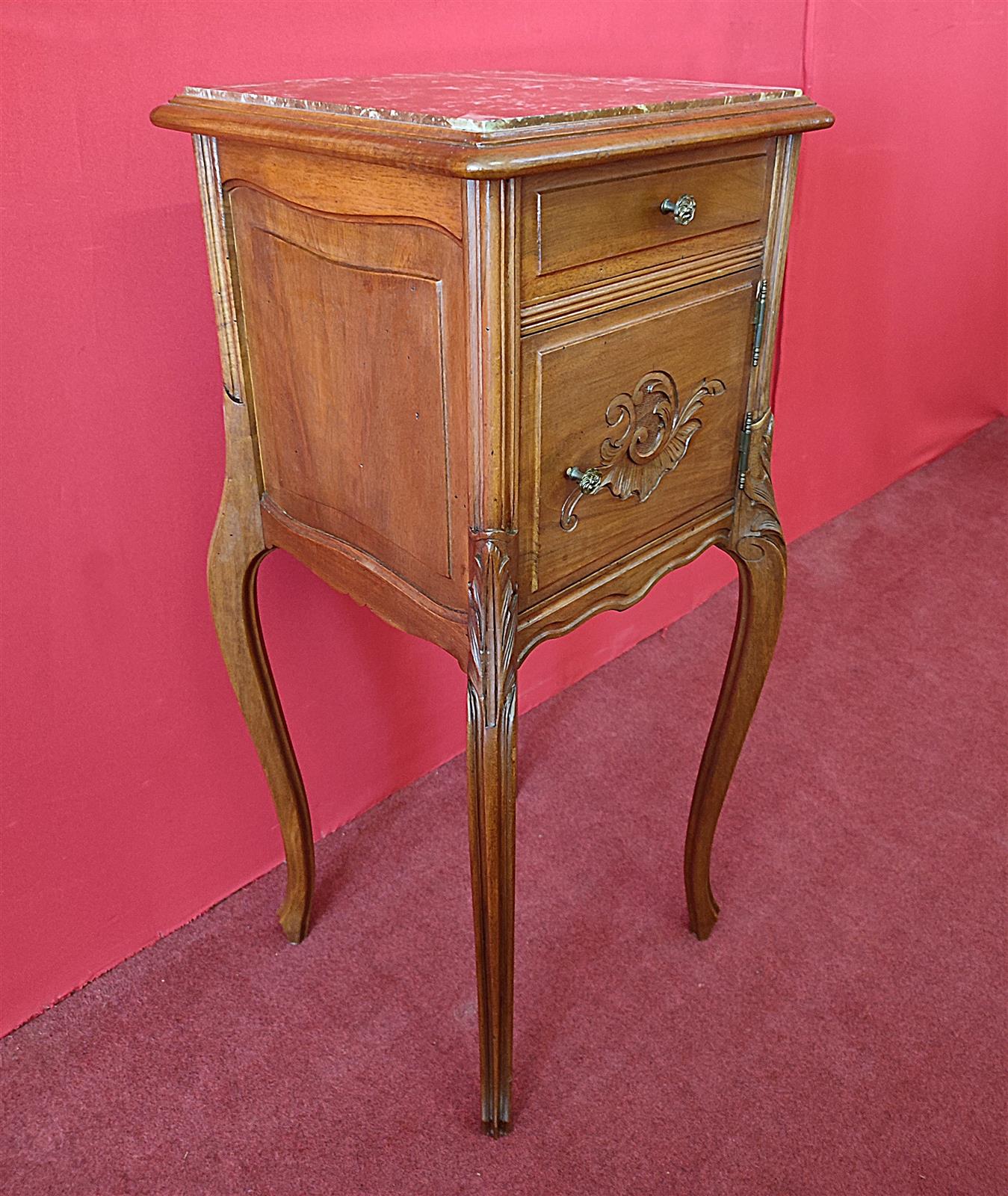 Art Nouveau bedside table with marble