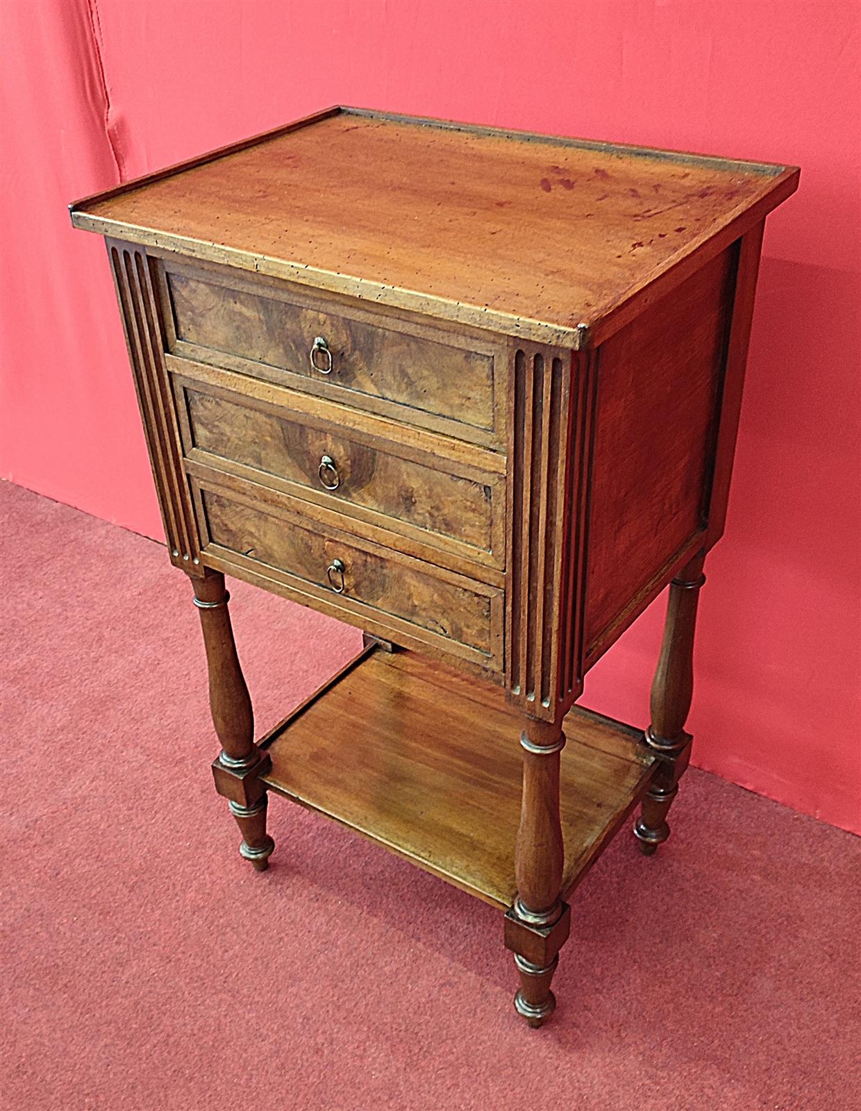 Louis XVI three-drawer bedside table