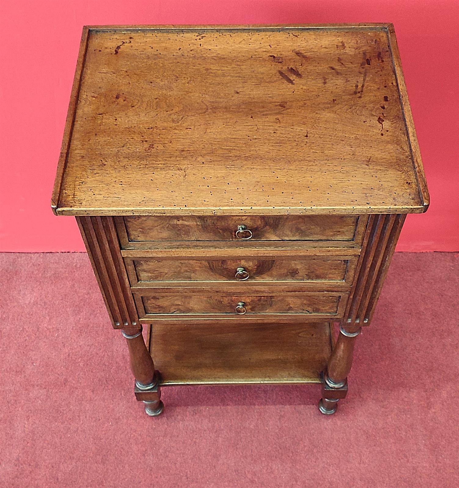 Louis XVI three-drawer bedside table