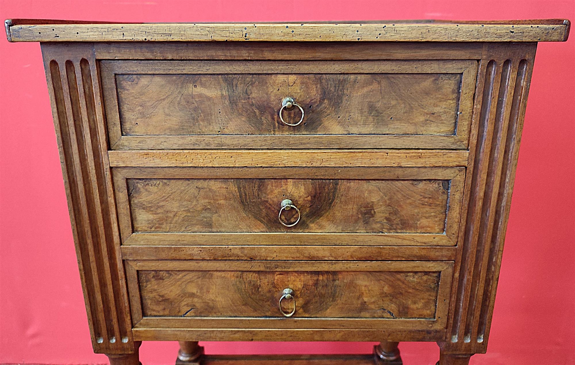Louis XVI three-drawer bedside table