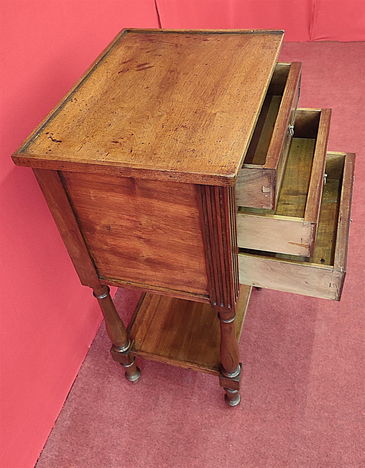 Louis XVI three-drawer bedside table