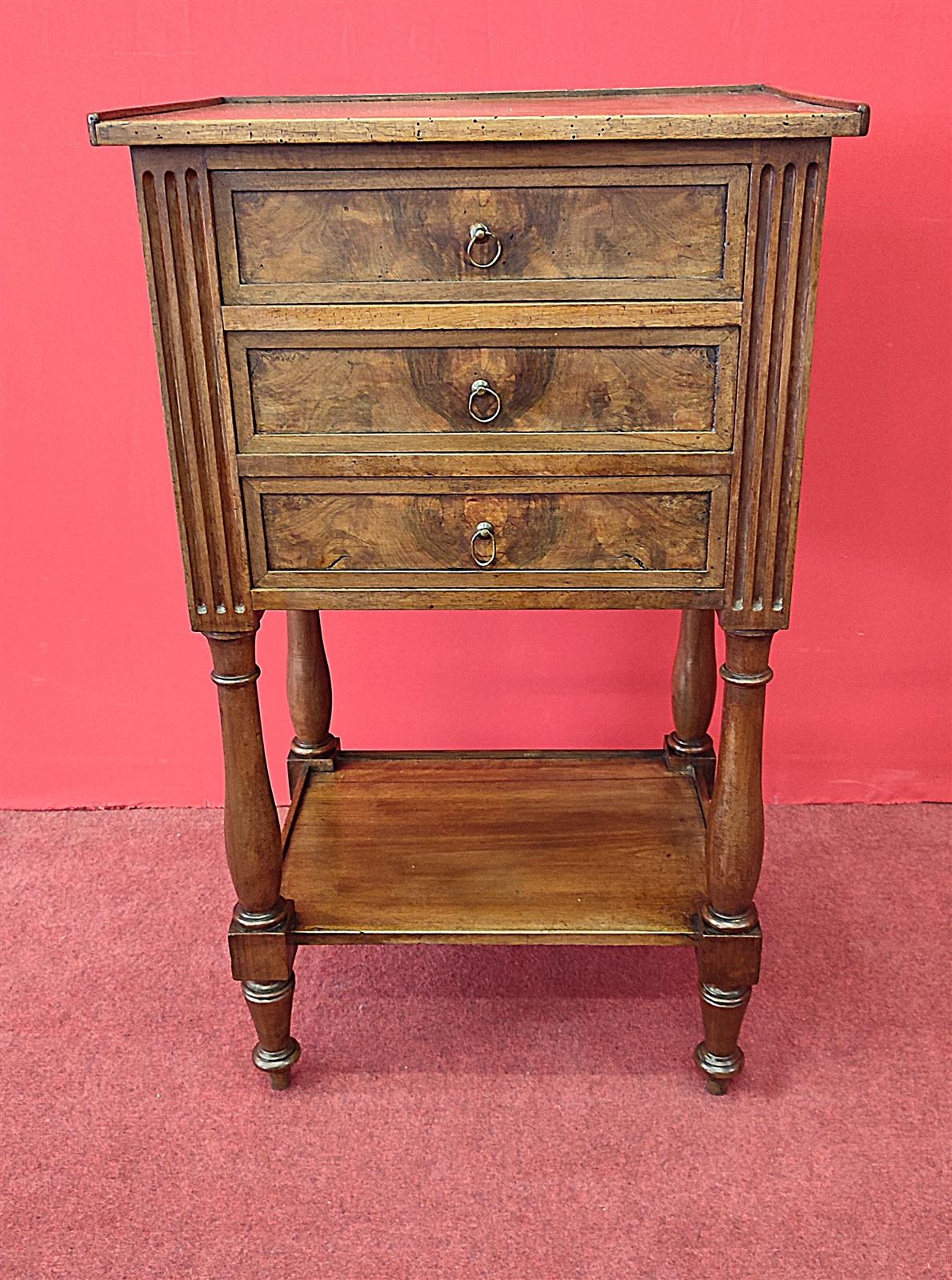 Louis XVI three-drawer bedside table